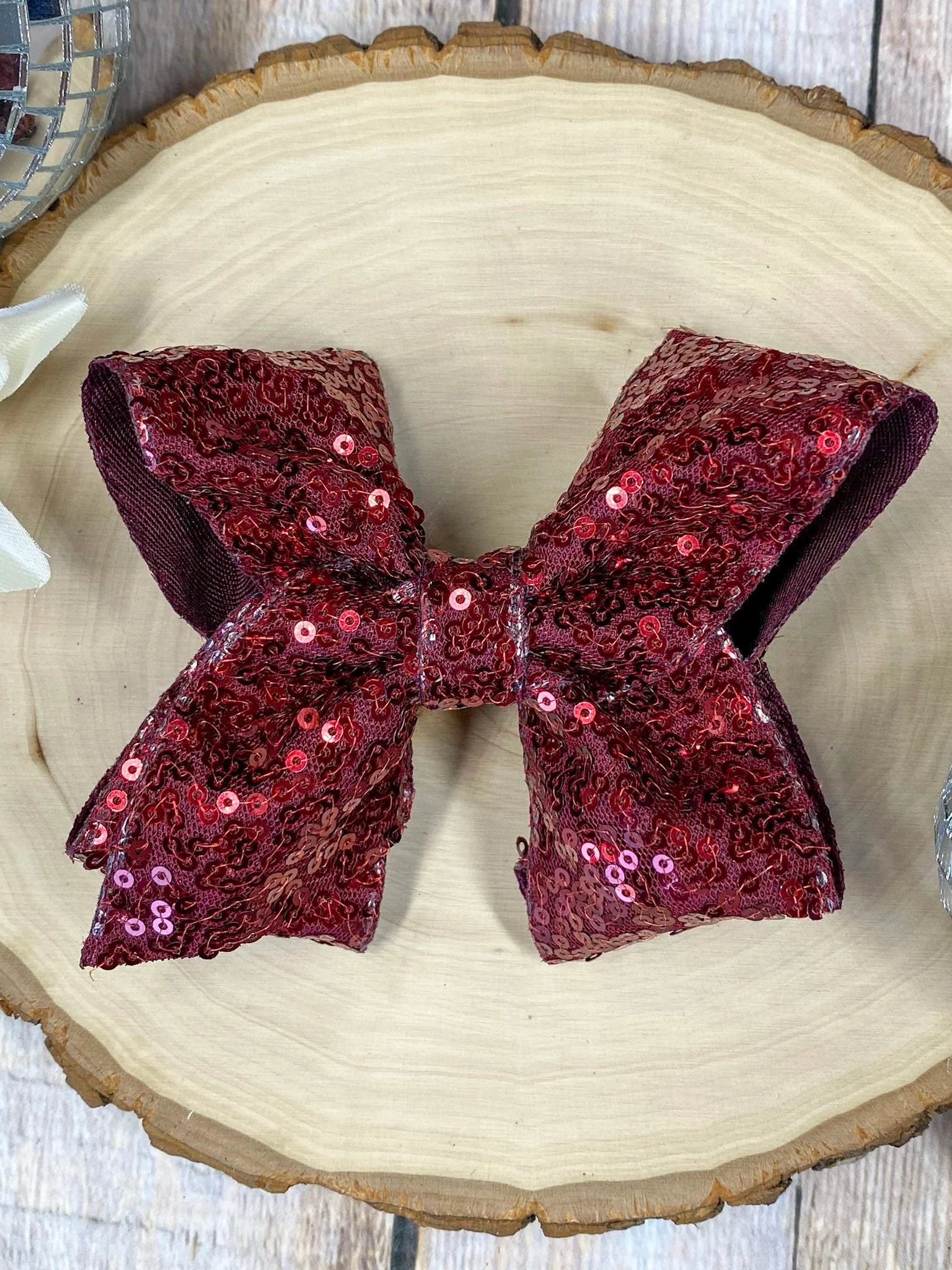 4.5" Sequin Hair Bow for Girls Sparkle Boutique Bow for Holidays & Parties | Alligator Clip - Image 6