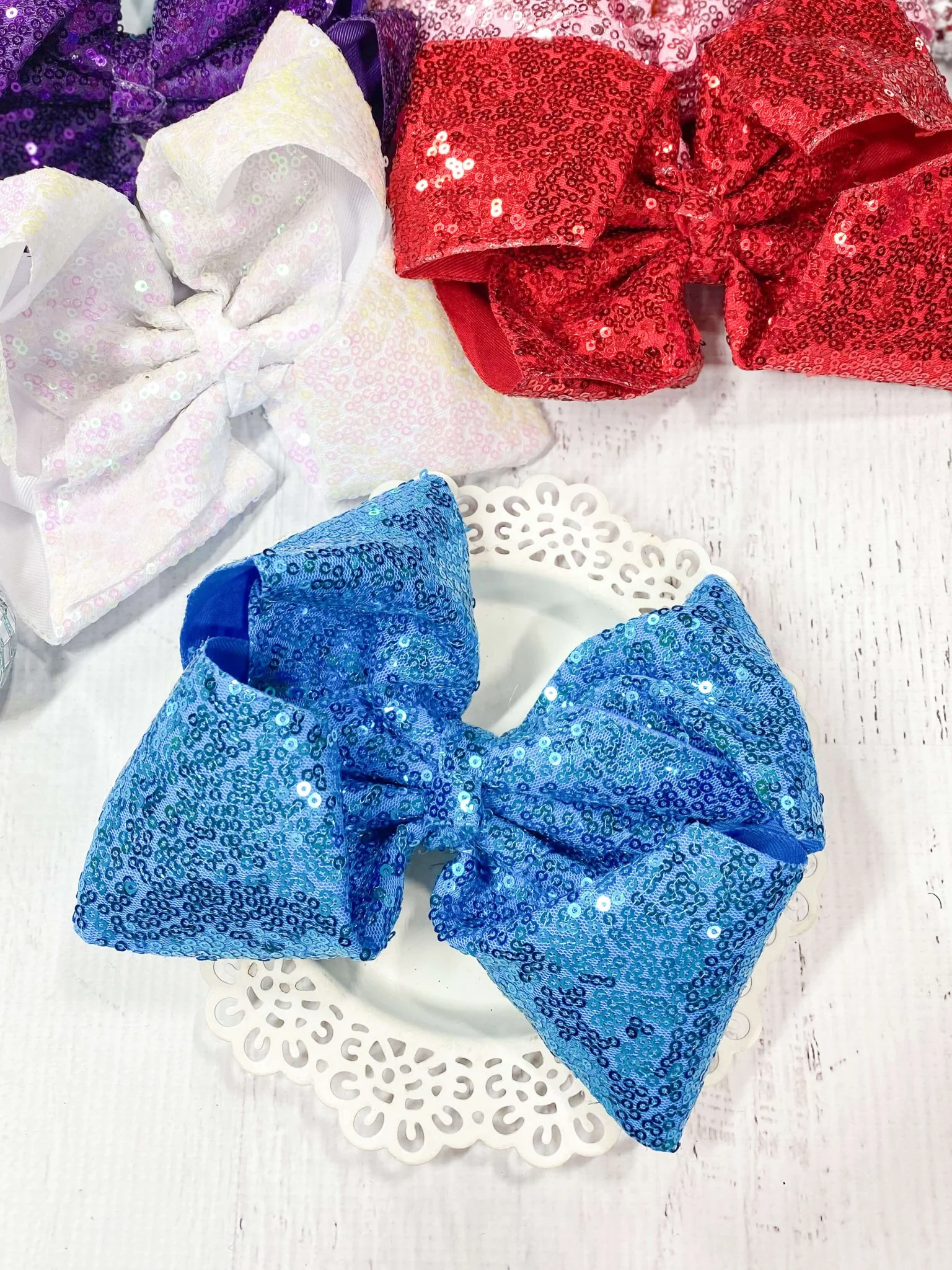 6.5" Sequin Texas Size Hair Bows | Alligator Clip - Image 10