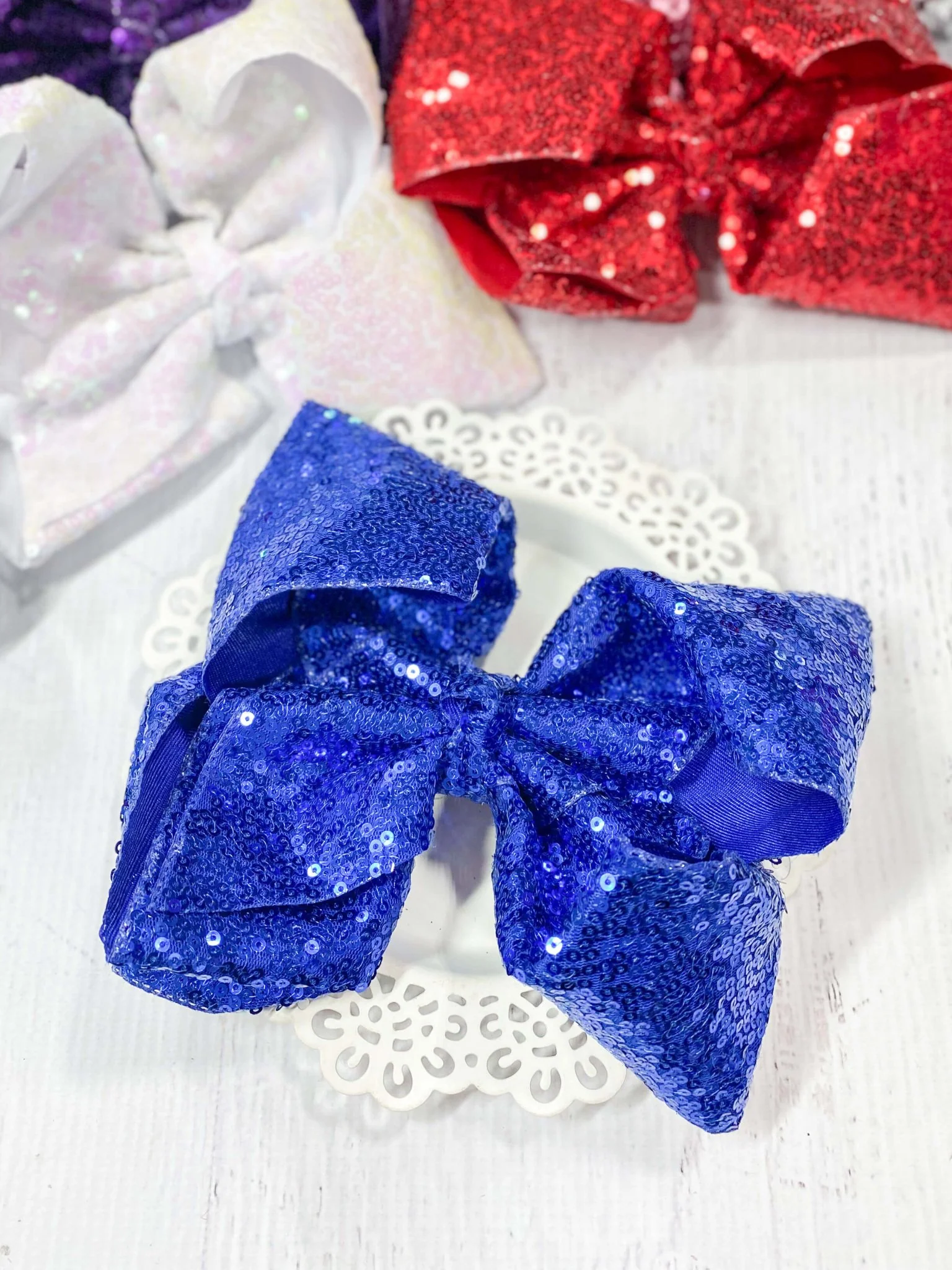 6.5" Sequin Texas Size Hair Bows | Alligator Clip - Image 11