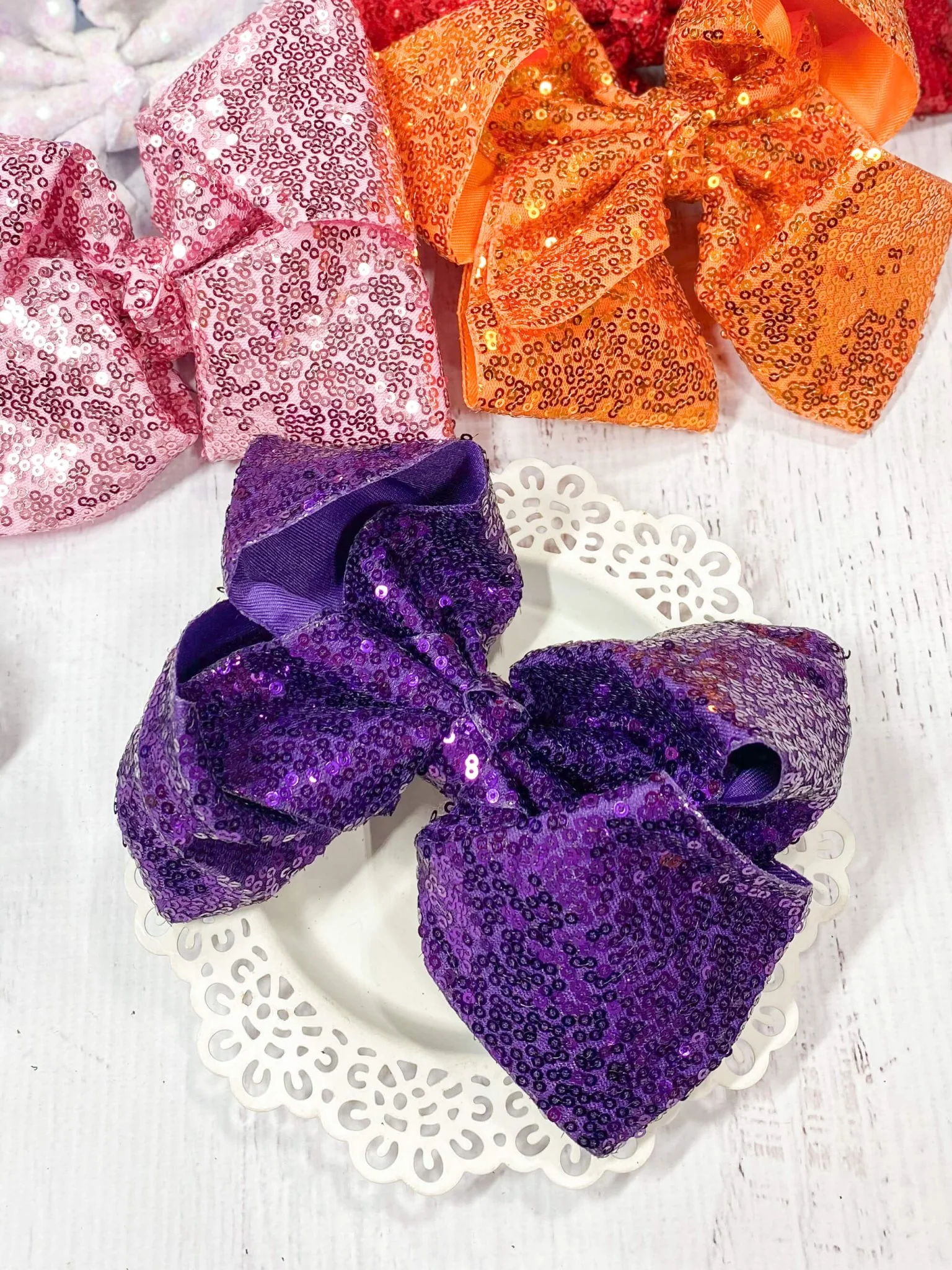 6.5" Sequin Texas Size Hair Bows | Alligator Clip - Image 13