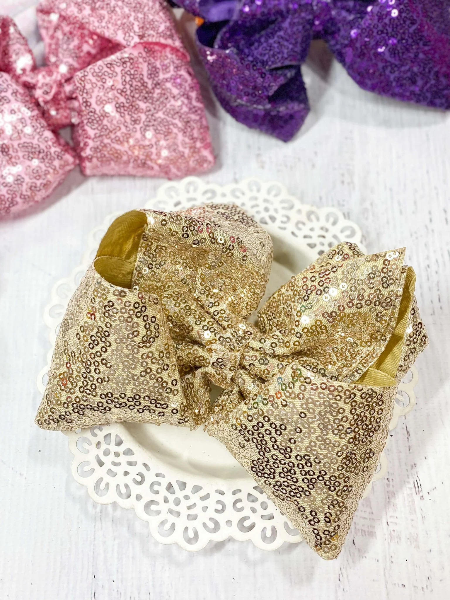 6.5" Sequin Texas Size Hair Bows | Alligator Clip - Image 14