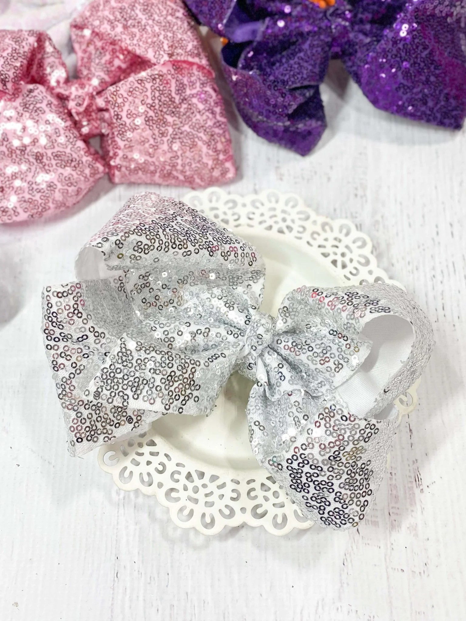 6.5" Sequin Texas Size Hair Bows | Alligator Clip - Image 15
