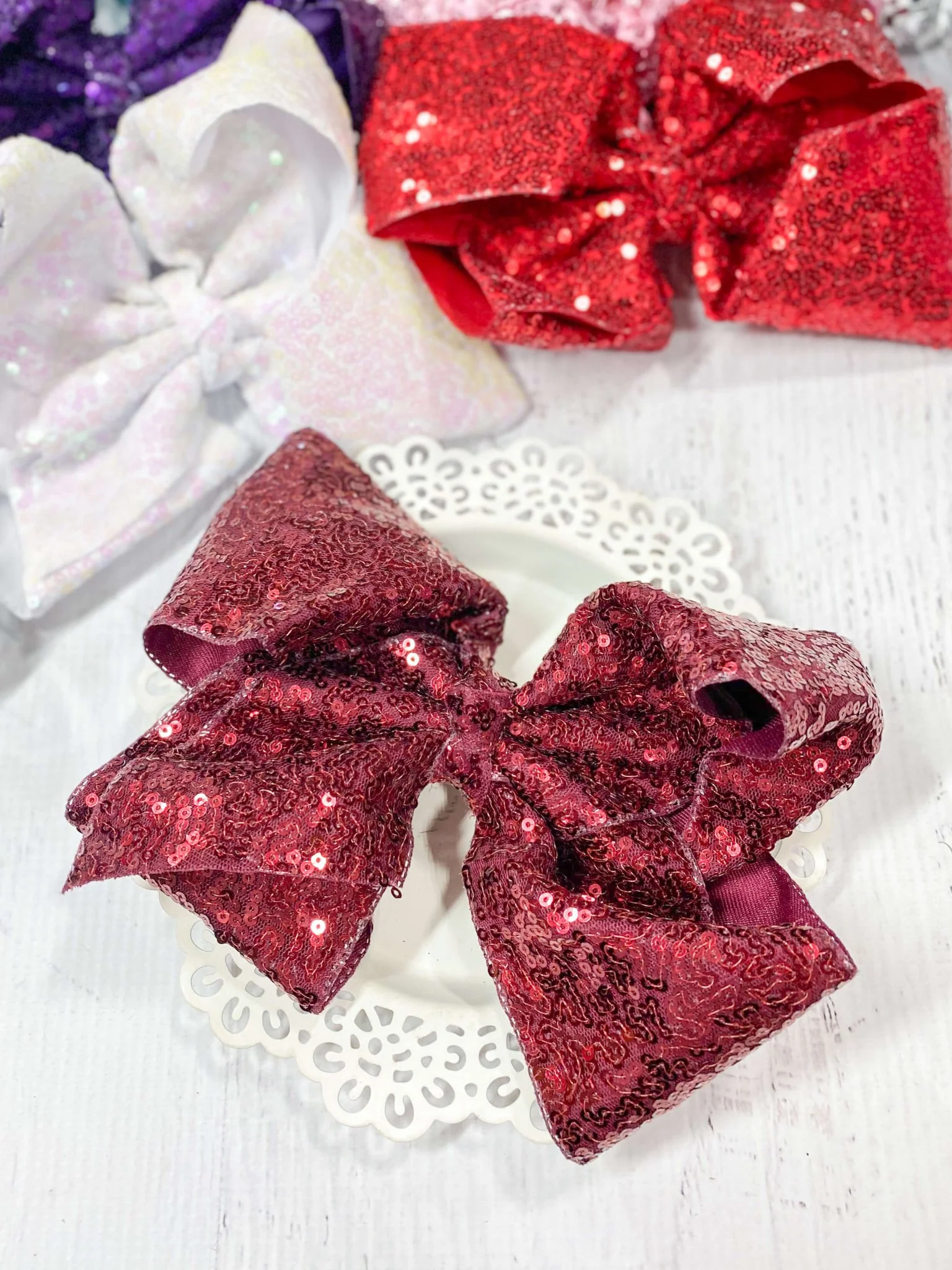6.5" Sequin Texas Size Hair Bows | Alligator Clip - Image 17