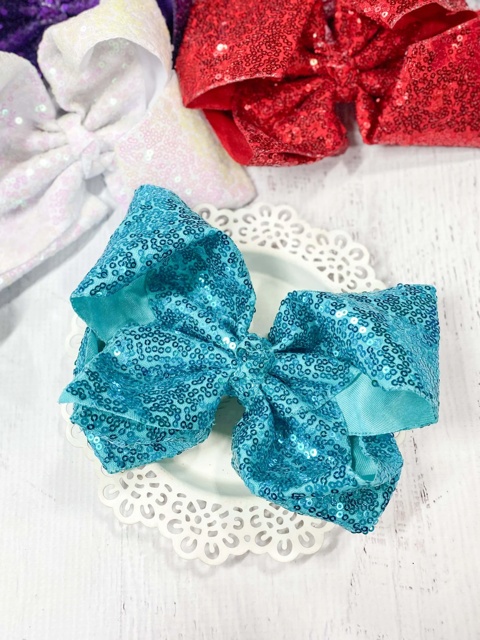 6.5" Sequin Texas Size Hair Bows | Alligator Clip - Image 19