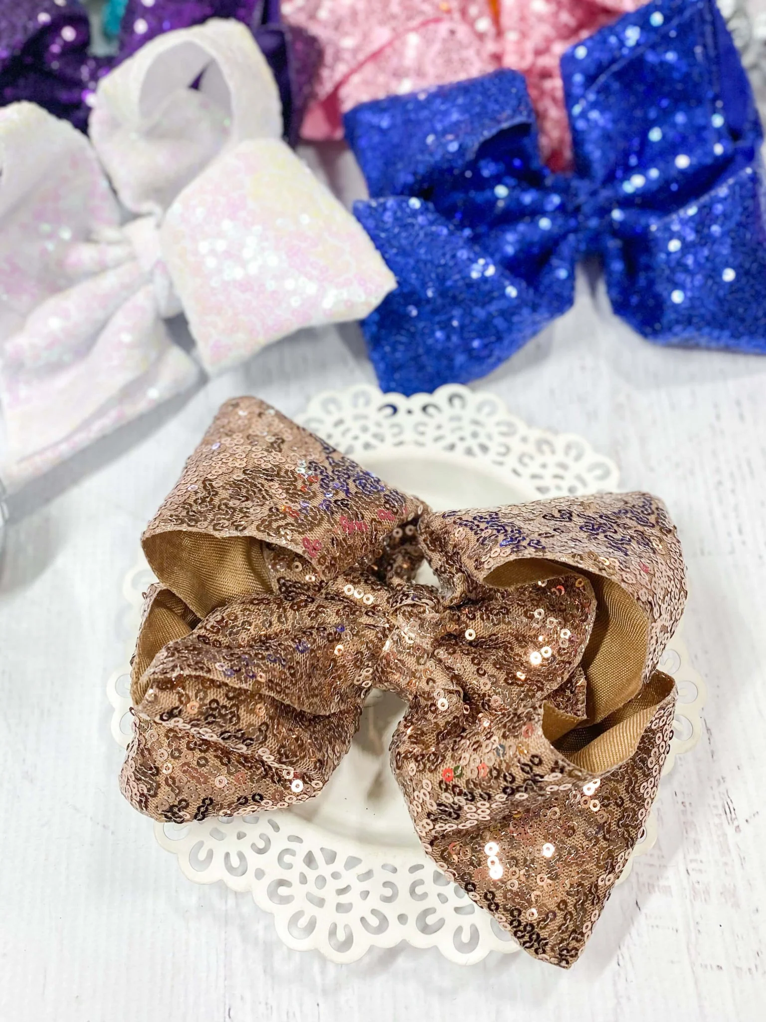 6.5" Sequin Texas Size Hair Bows | Alligator Clip - Image 20