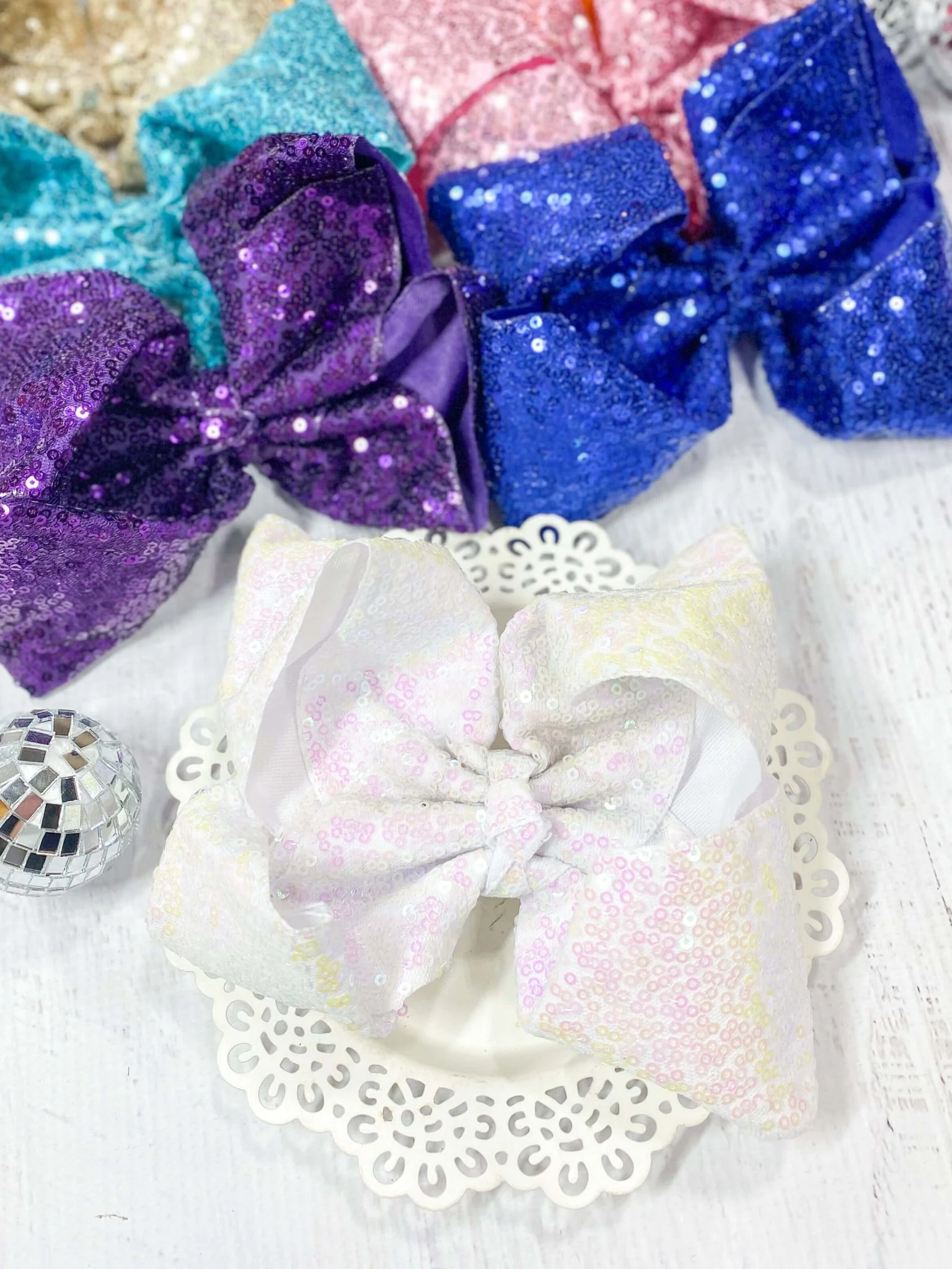 6.5" Sequin Texas Size Hair Bows | Alligator Clip - Image 21