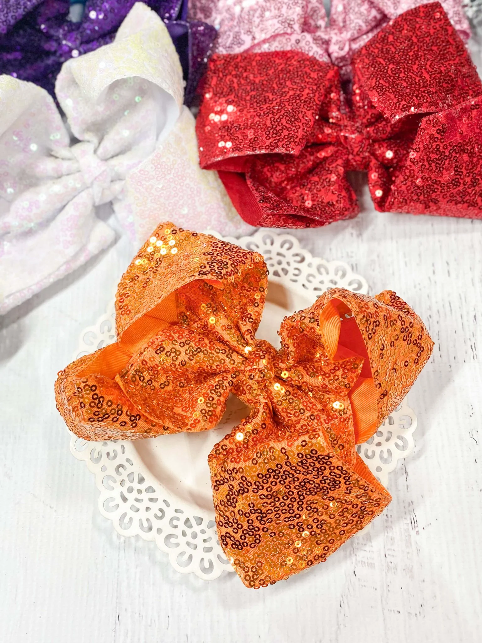 6.5" Sequin Texas Size Hair Bows | Alligator Clip - Image 22