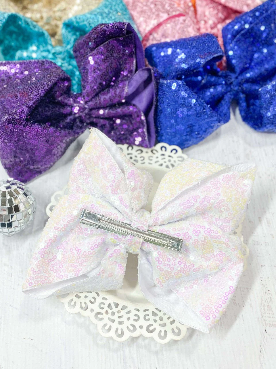 6.5" Sequin Texas Size Hair Bows | Alligator Clip - Image 4