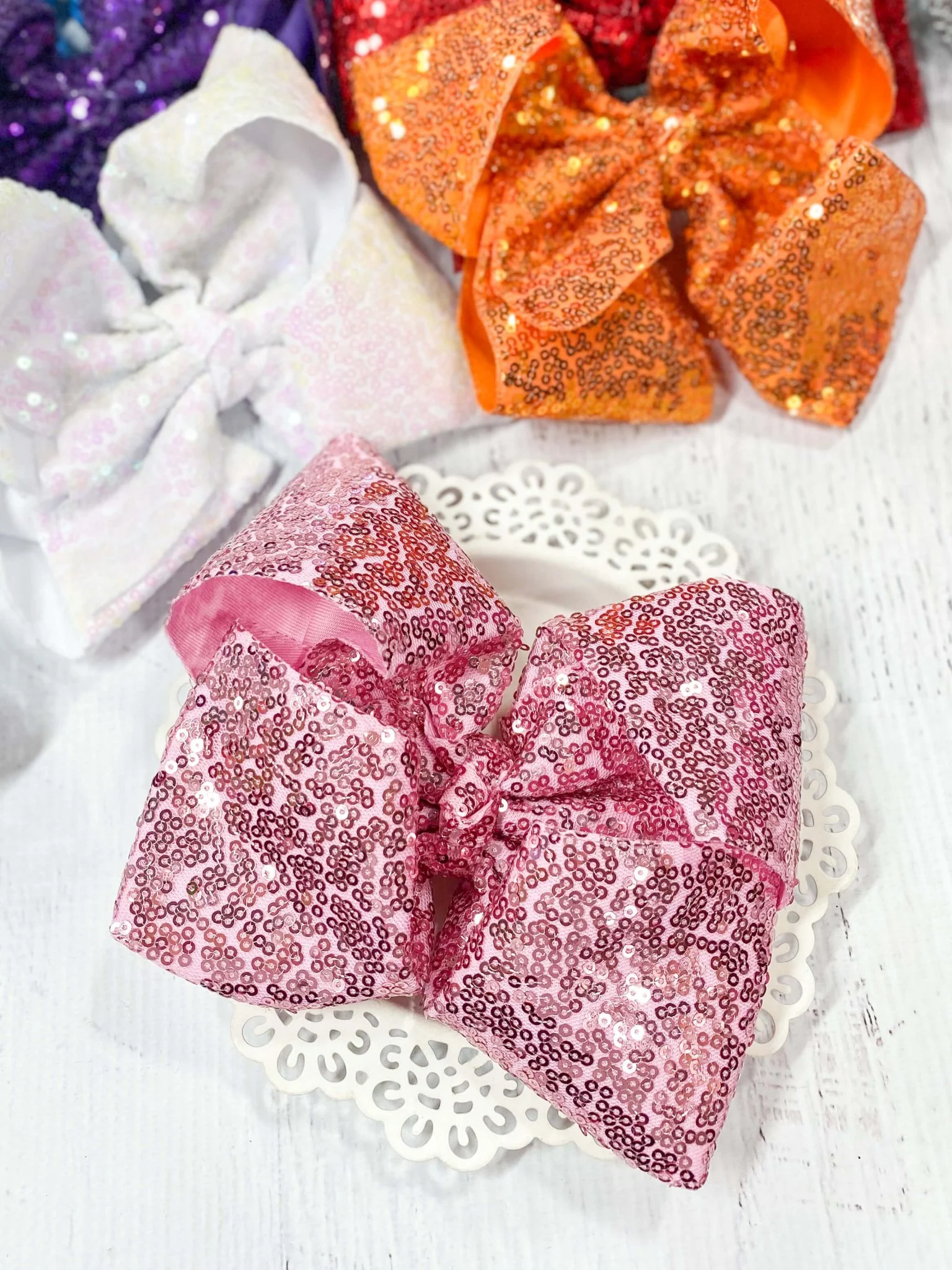 6.5" Sequin Texas Size Hair Bows | Alligator Clip - Image 6