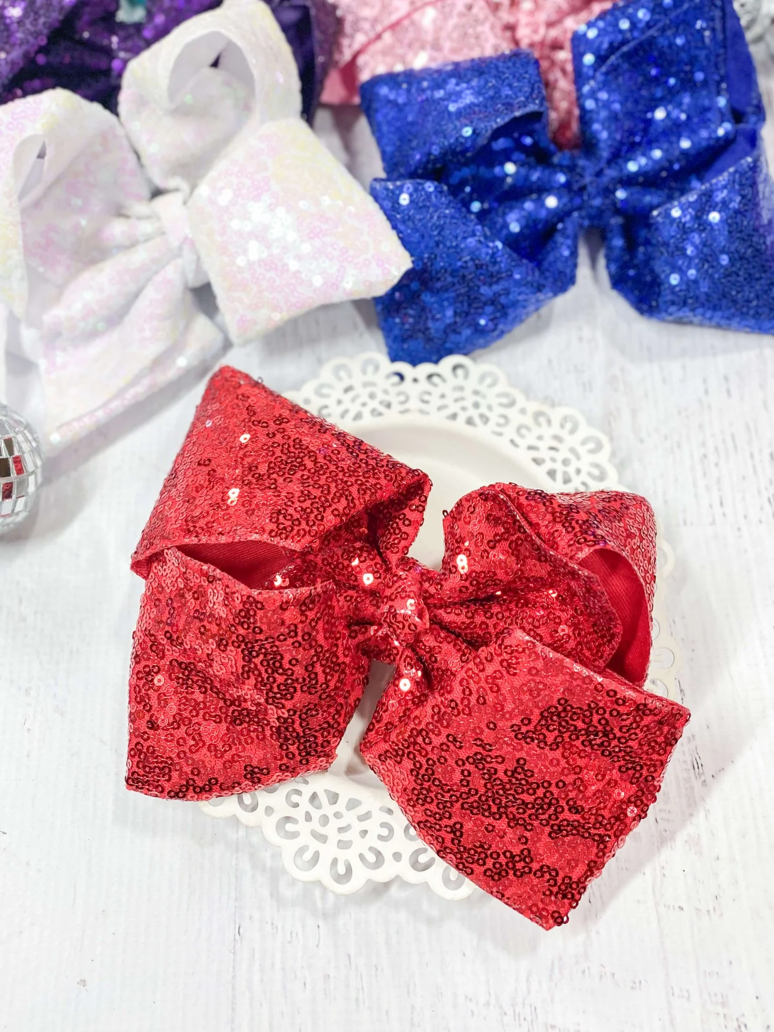 6.5" Sequin Texas Size Hair Bows | Alligator Clip - Image 8