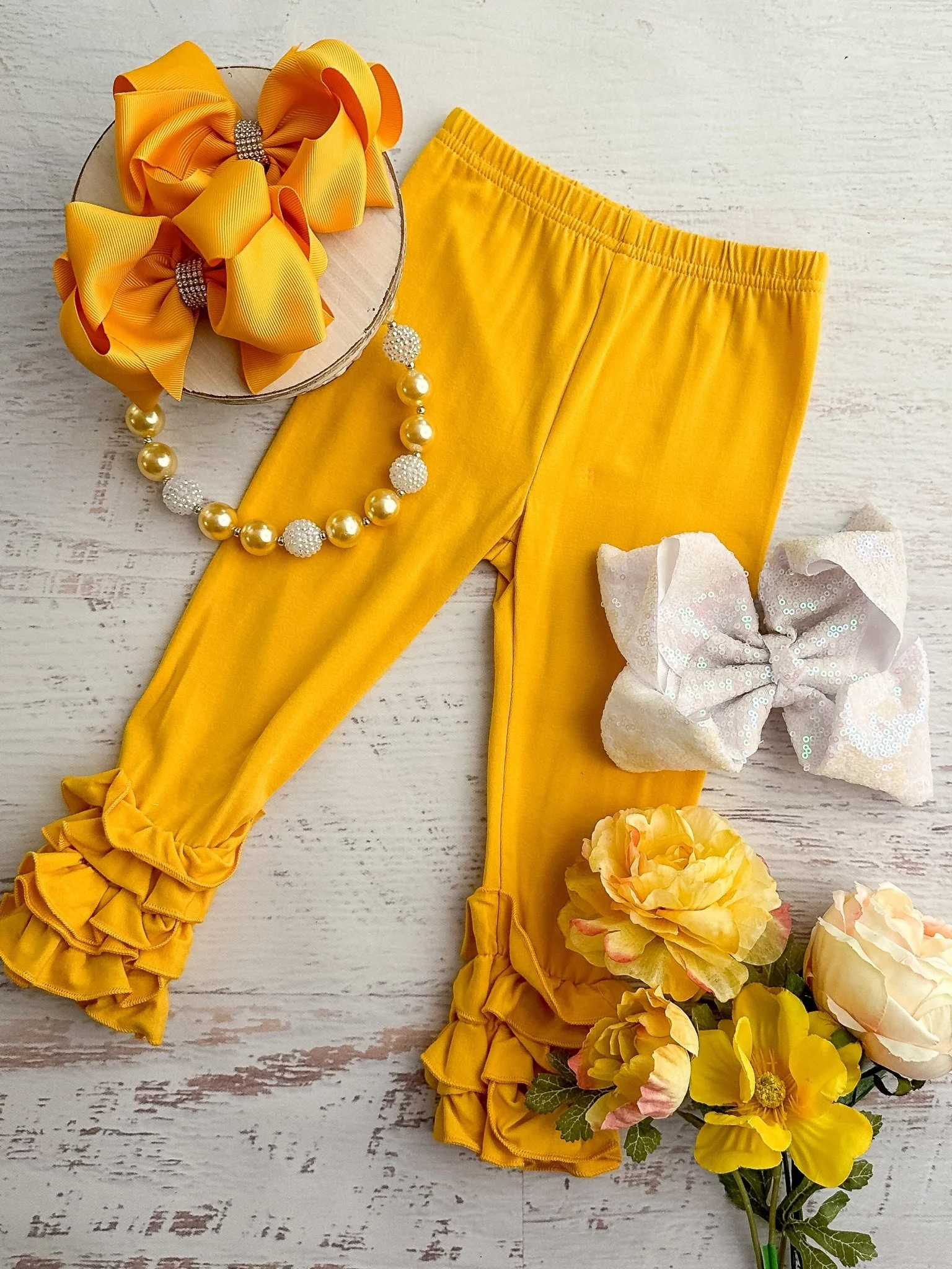 Solid Ruffled Fitted Icing Leggings - Image 11
