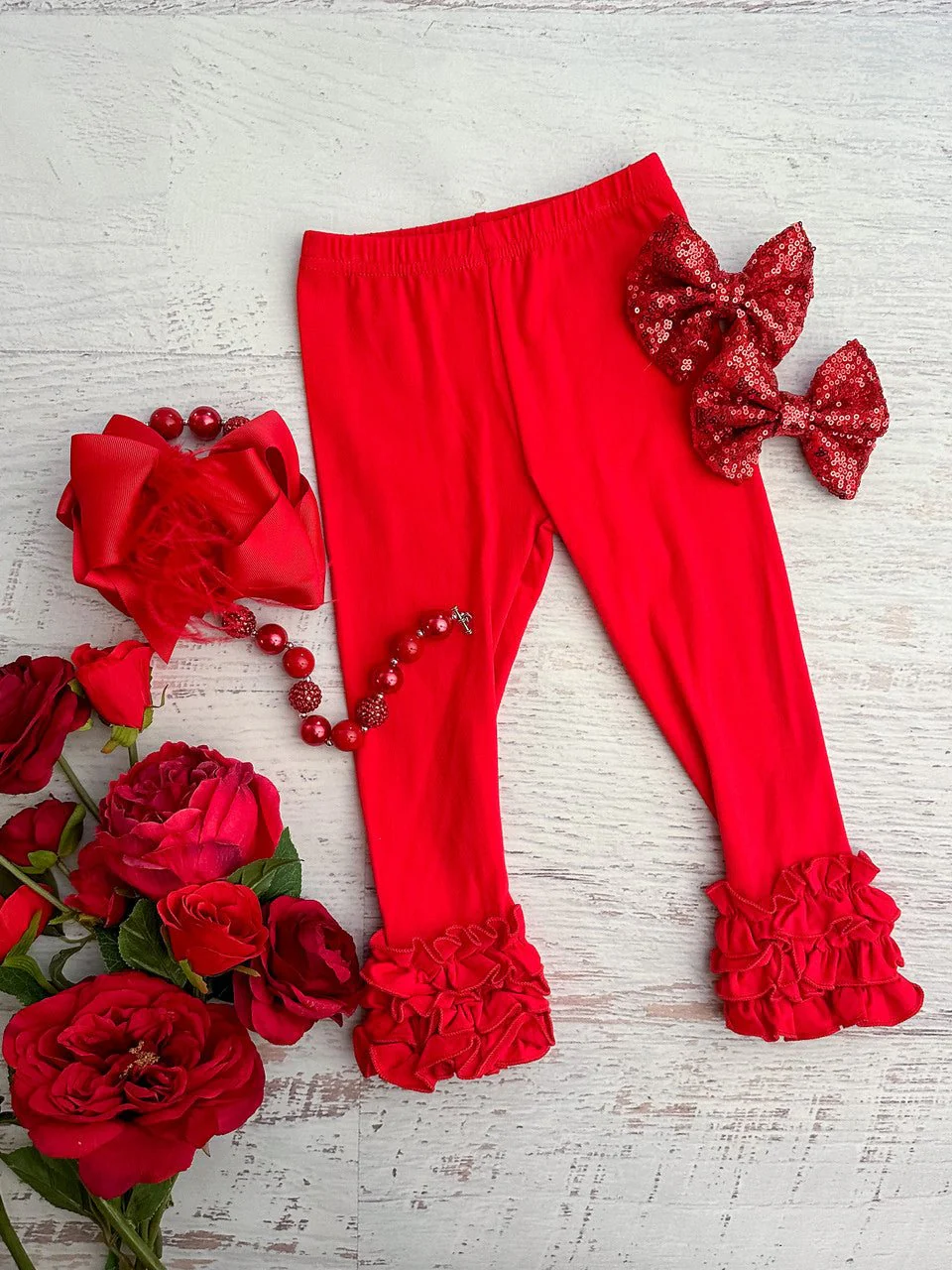 Solid Ruffled Fitted Icing Leggings - Image 4