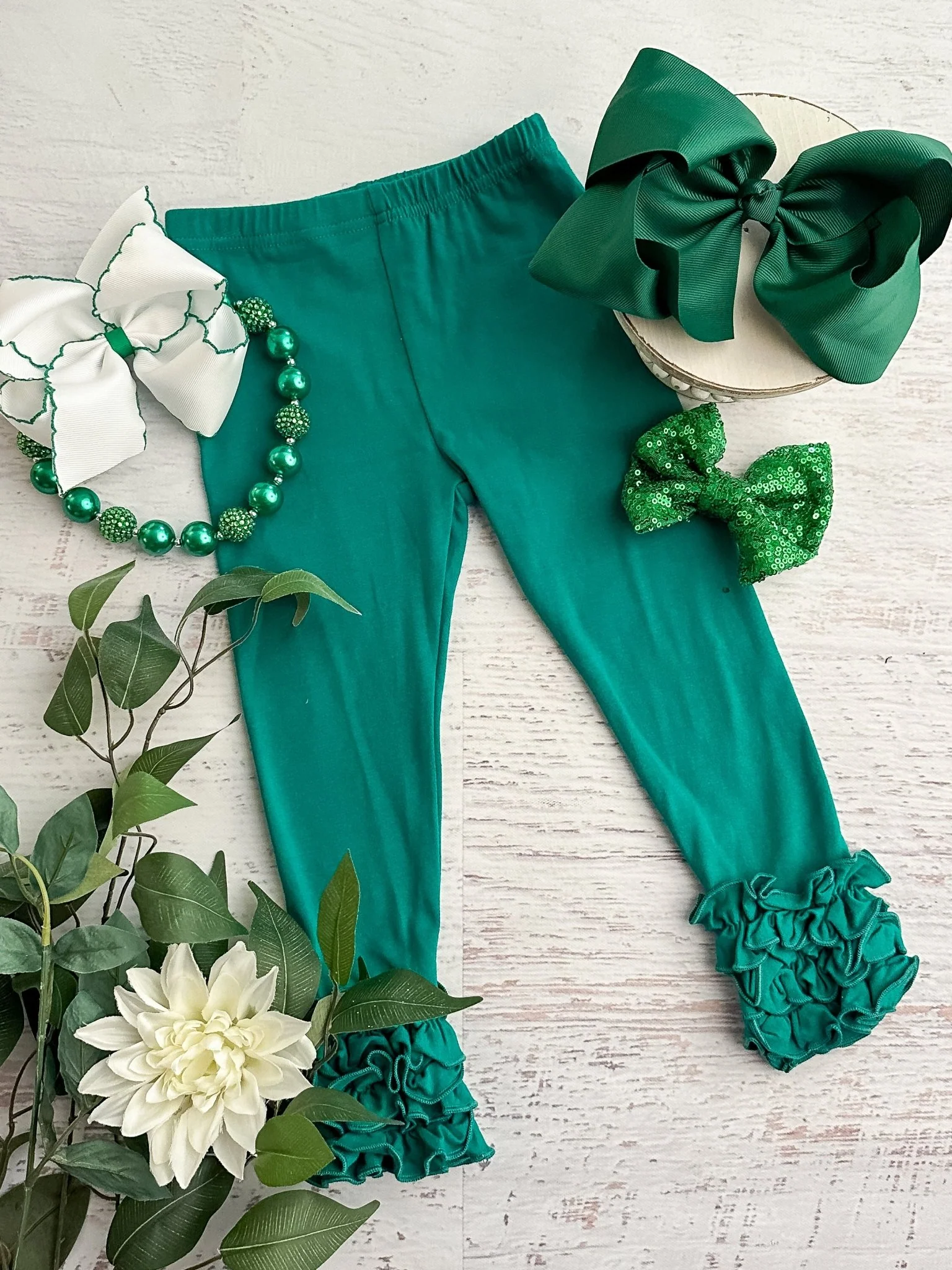 Solid Ruffled Fitted Icing Leggings - Image 7