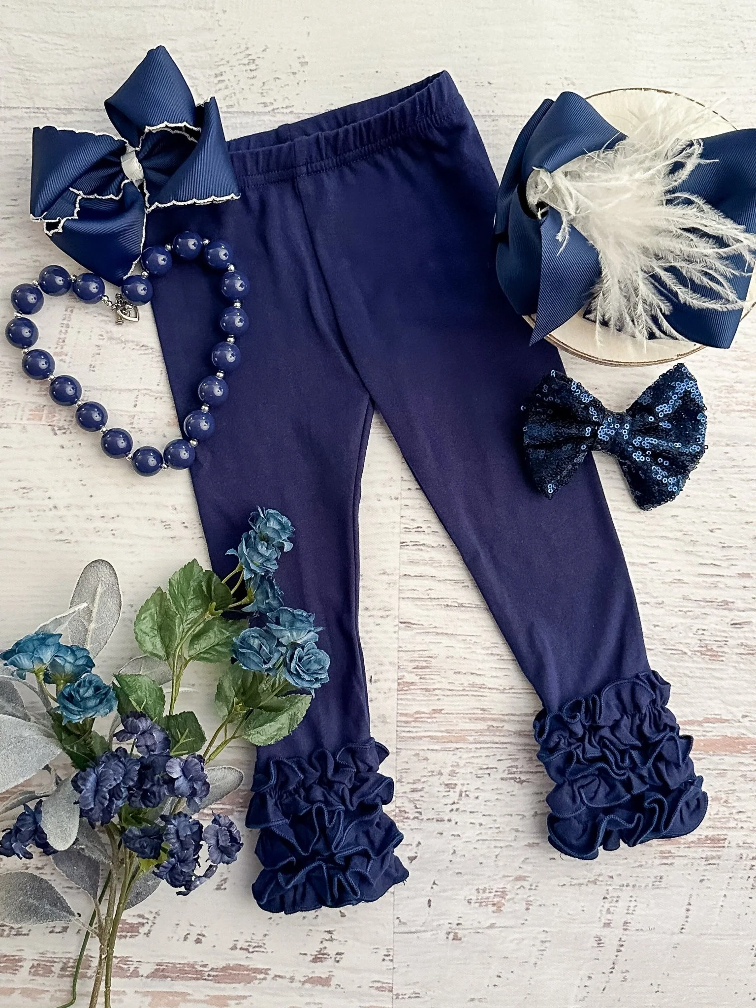 Solid Ruffled Fitted Icing Leggings - Image 9