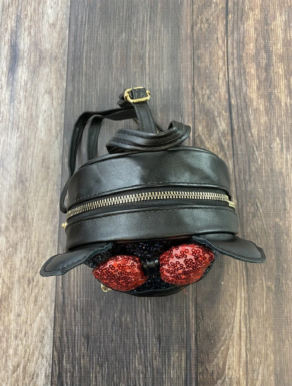 Sparkly Black Mouse Ears Backpack Purse - Image 3