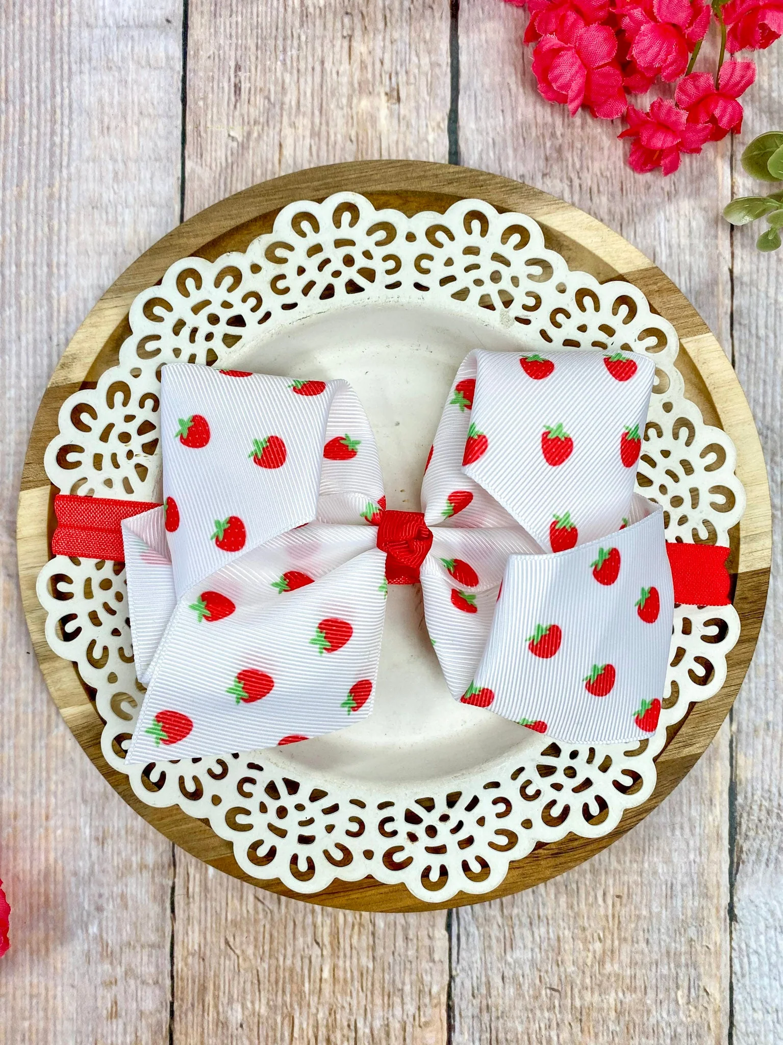 Strawberry Fields Classic Hair Bow | Clip or Headband - Image 7