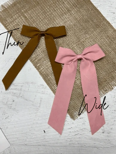 Suede Ribbon Long Tail Hair Bow- Thin - Image 6