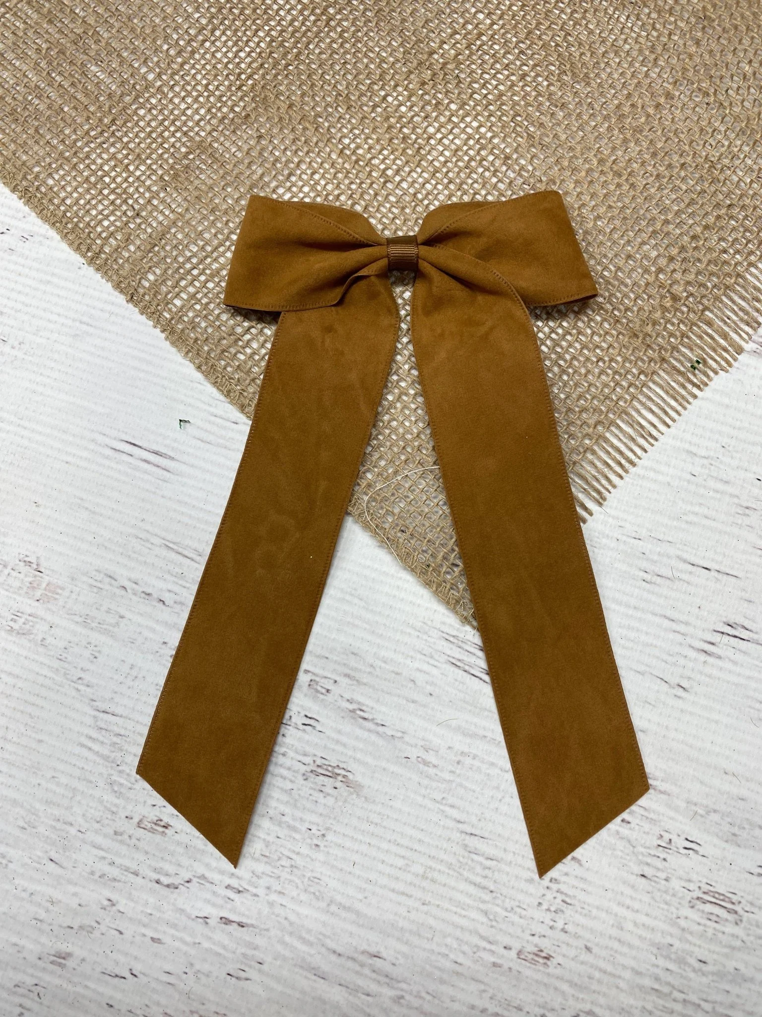 Suede Ribbon Long Tail Hair Bow- Wide - Image 4