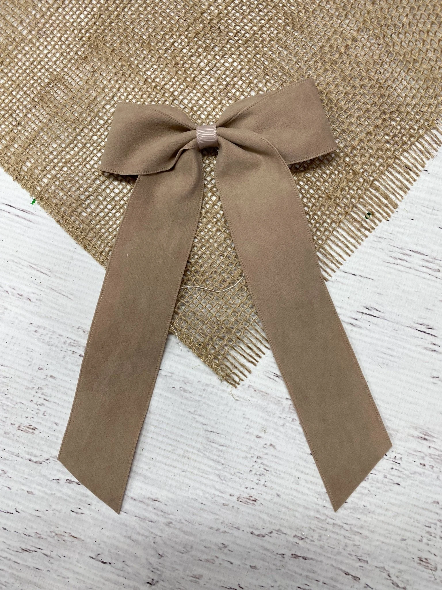 Suede Ribbon Long Tail Hair Bow- Wide - Image 5