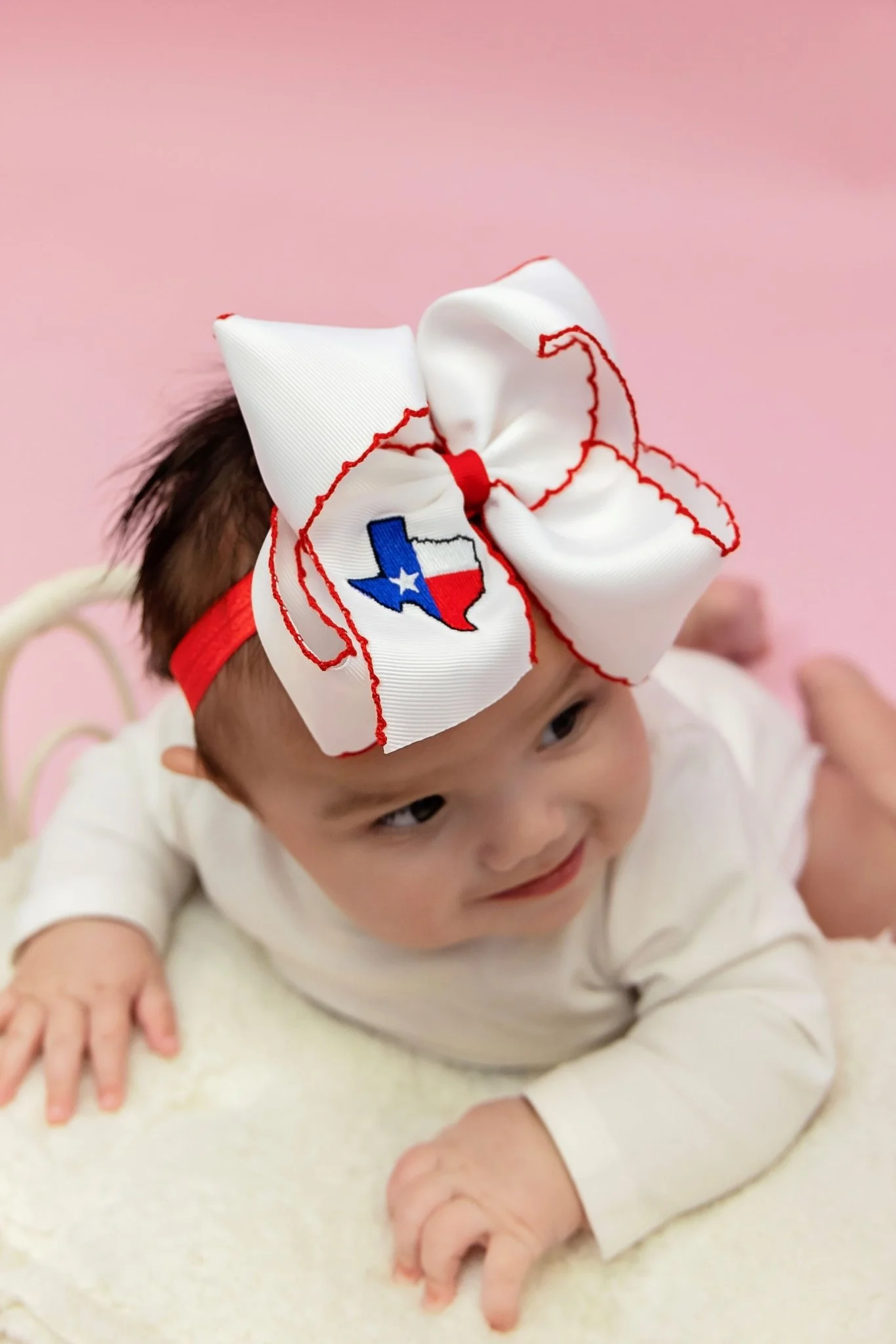 Texas Flag Moonstitch Hair Bow | Clip or Headband - Image 4