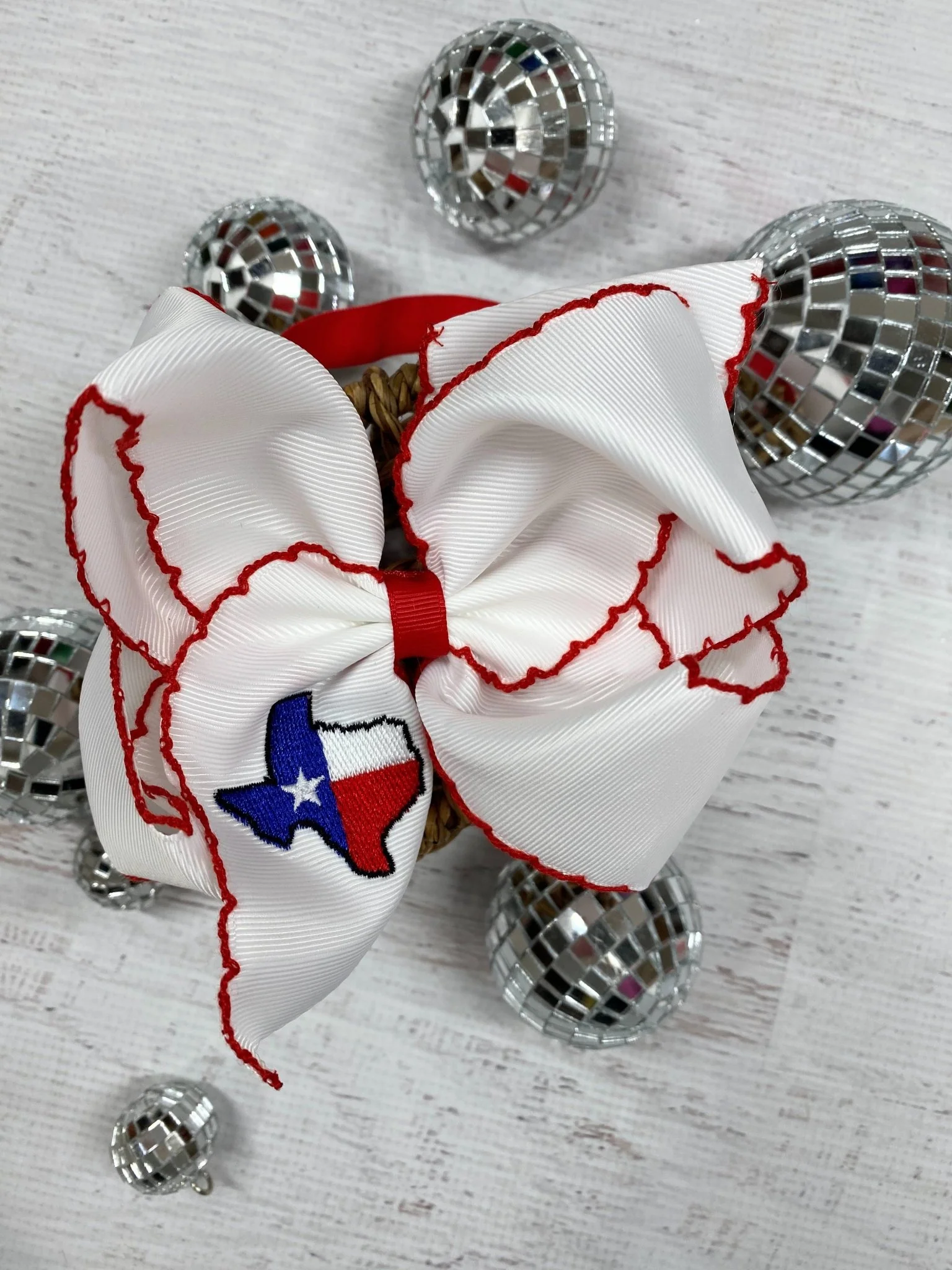 Texas Flag Moonstitch Hair Bow | Clip or Headband - Image 5