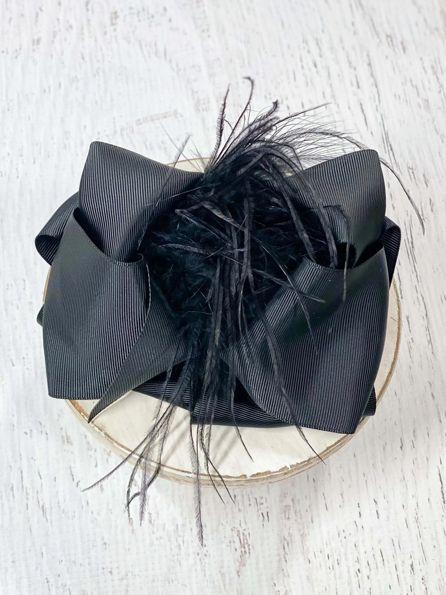 Solid Feather Puff Looped Knot Hair Bow - Alligator Clip - 5.5" - Image 10
