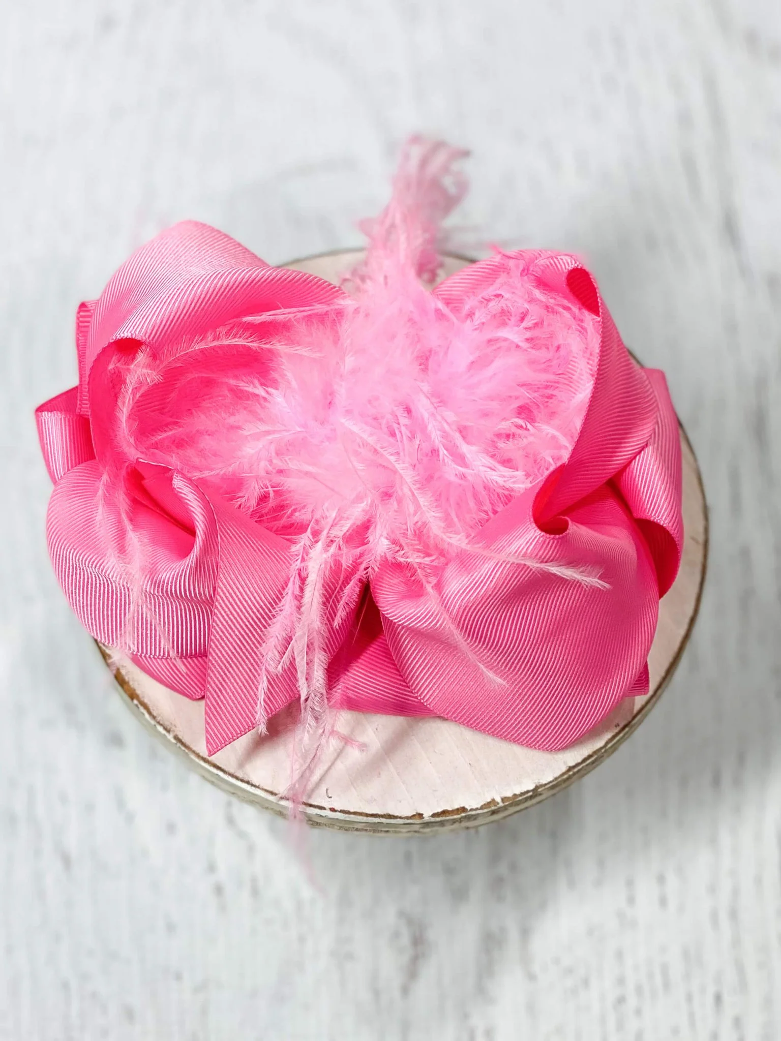 Solid Feather Puff Looped Knot Hair Bow - Alligator Clip - 5.5" - Image 11