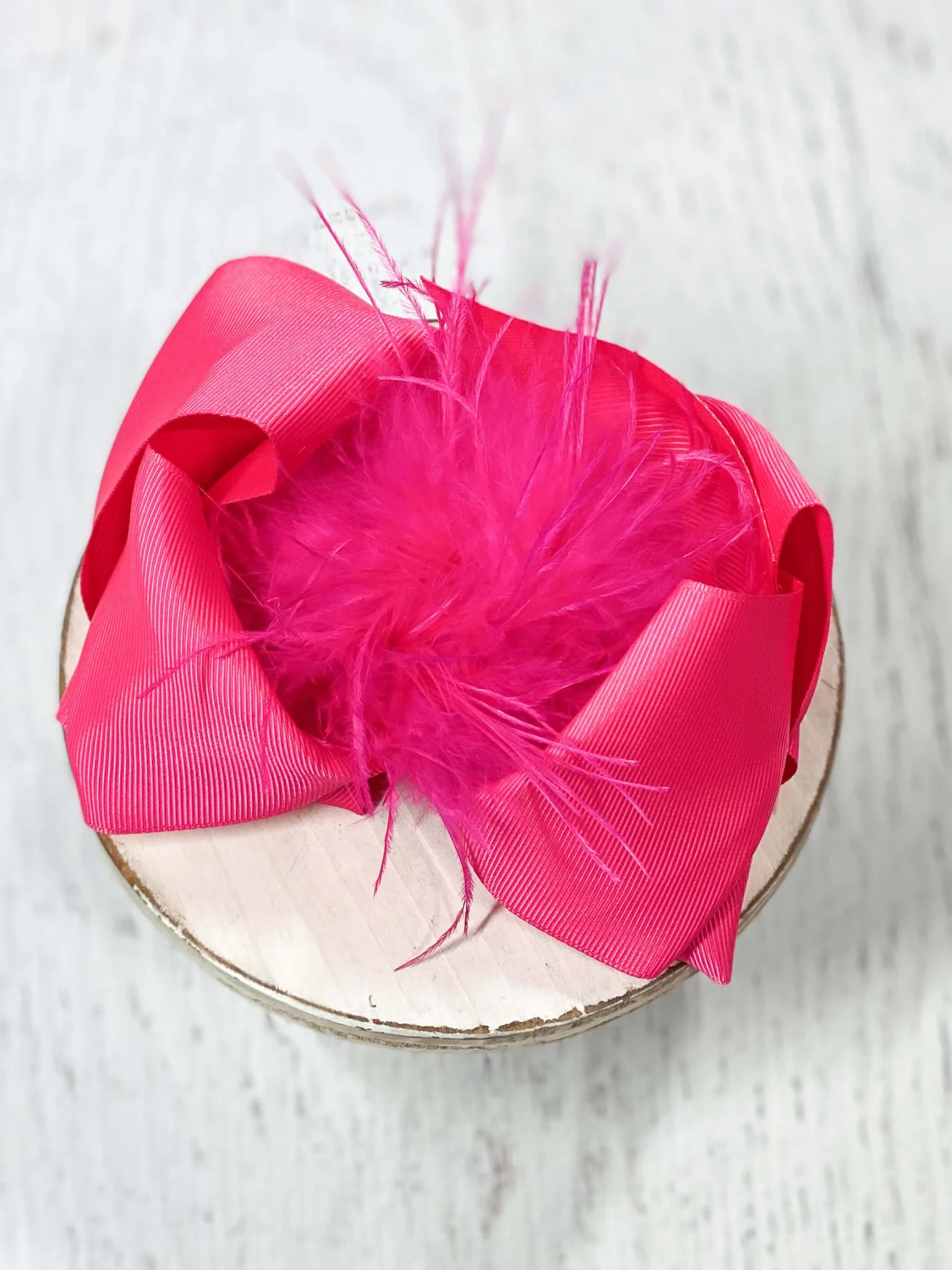 Solid Feather Puff Looped Knot Hair Bow - Alligator Clip - 5.5" - Image 8