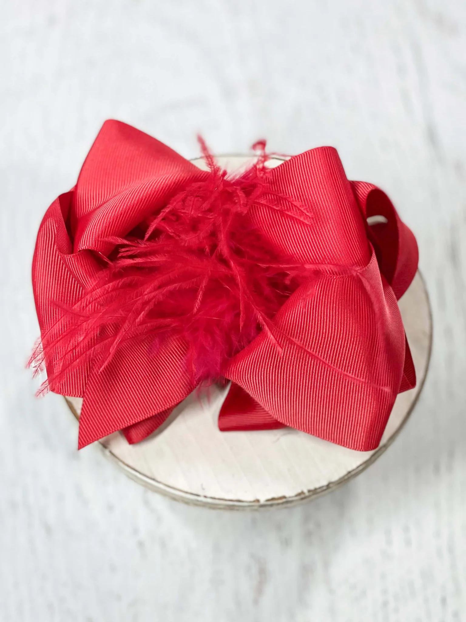 Solid Feather Puff Looped Knot Hair Bow - Alligator Clip - 5.5" - Image 9