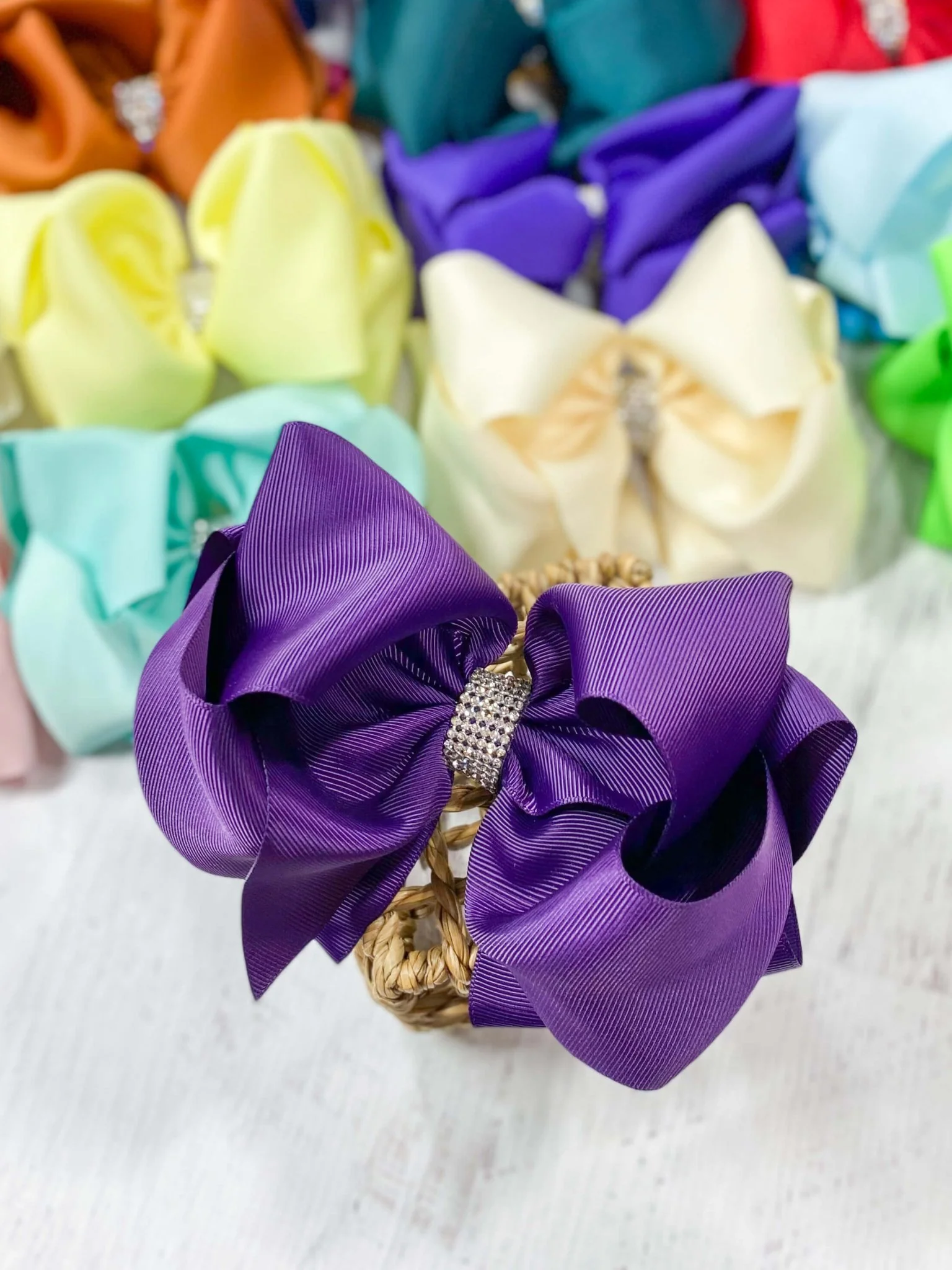5.5" Oversize Rhinestone Center Knot Hair Bow | Alligator or French Clip - Image 23