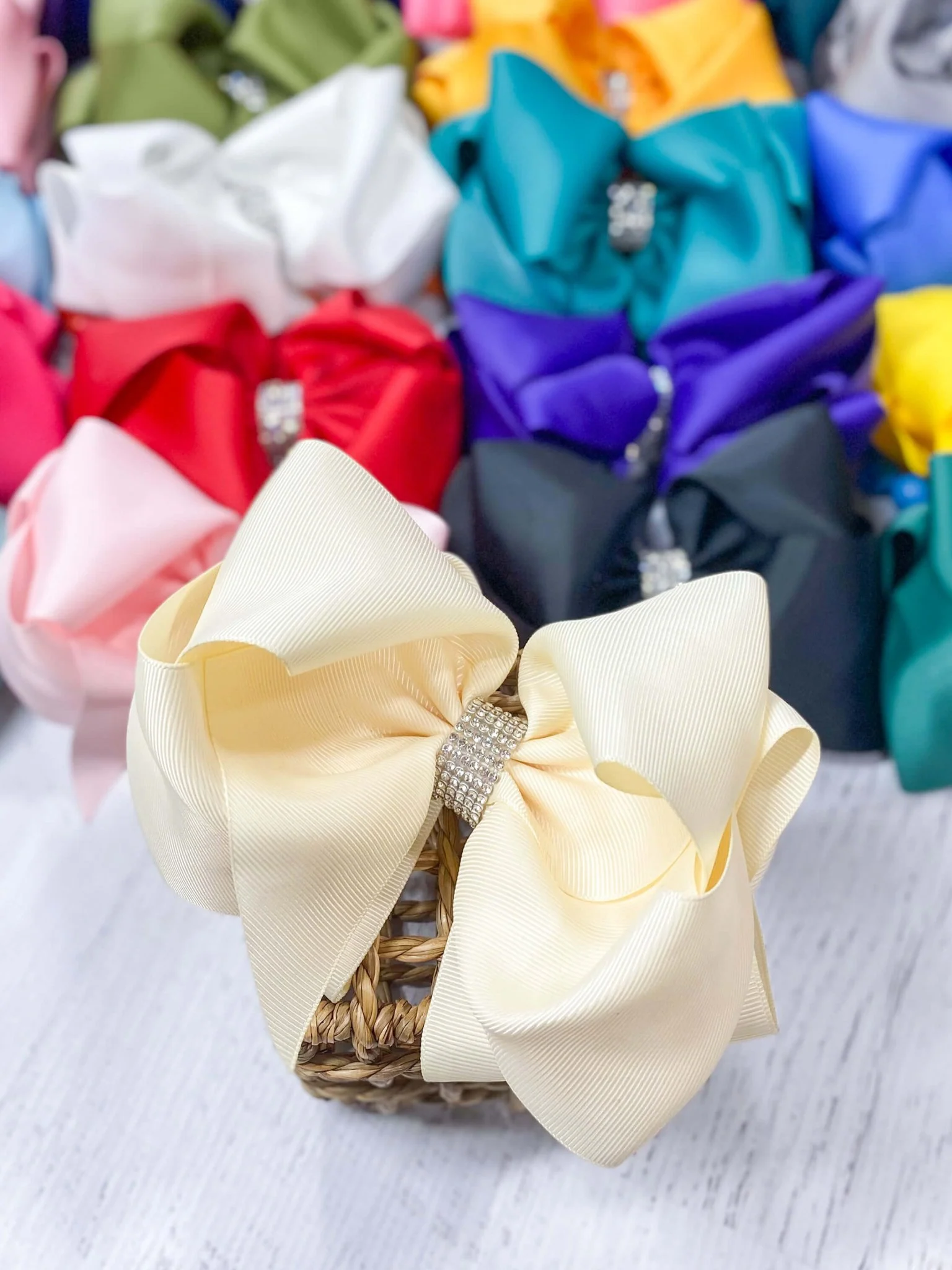5.5" Oversize Rhinestone Center Knot Hair Bow | Alligator or French Clip - Image 24