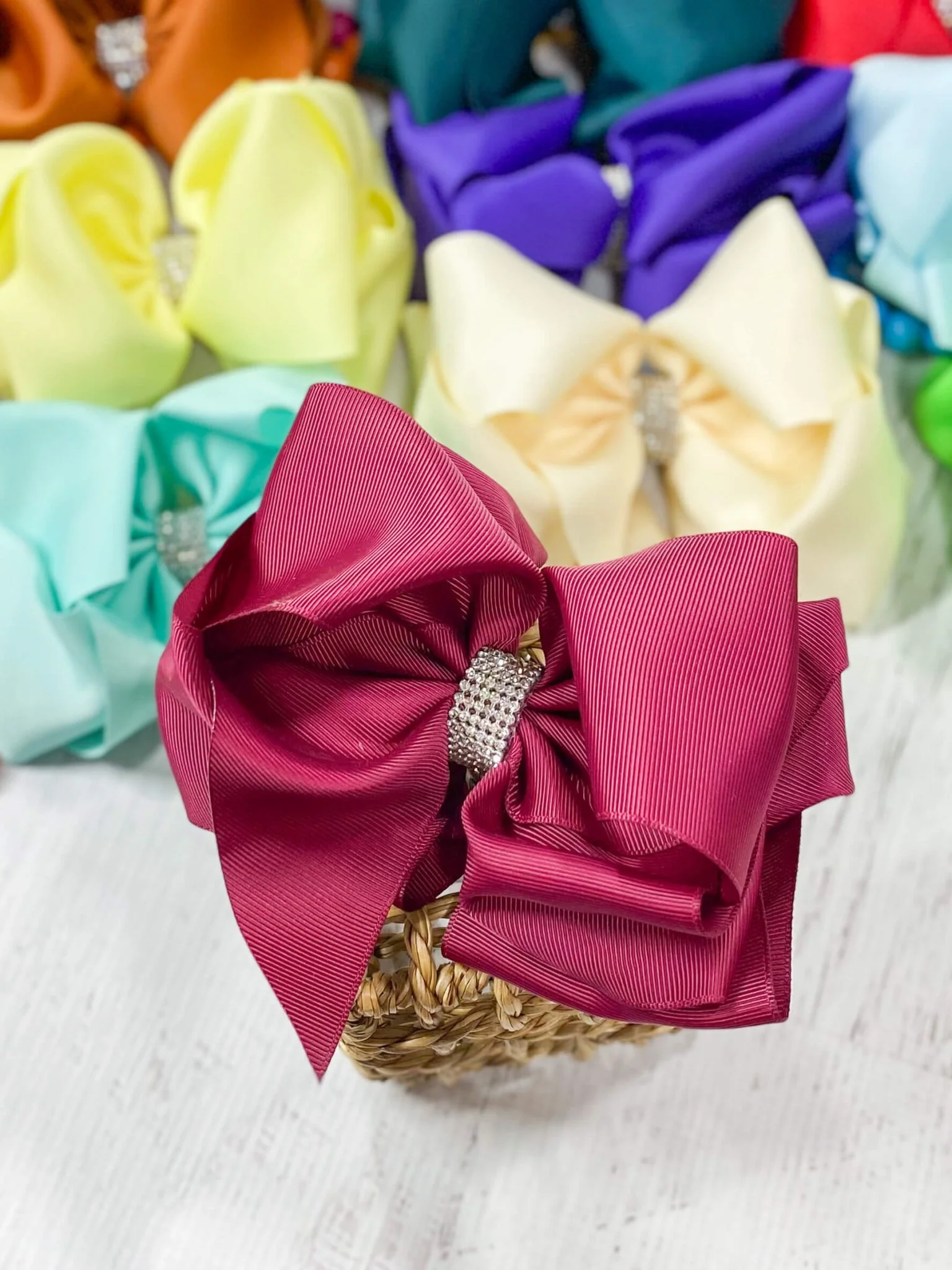 5.5" Oversize Rhinestone Center Knot Hair Bow | Alligator or French Clip - Image 25