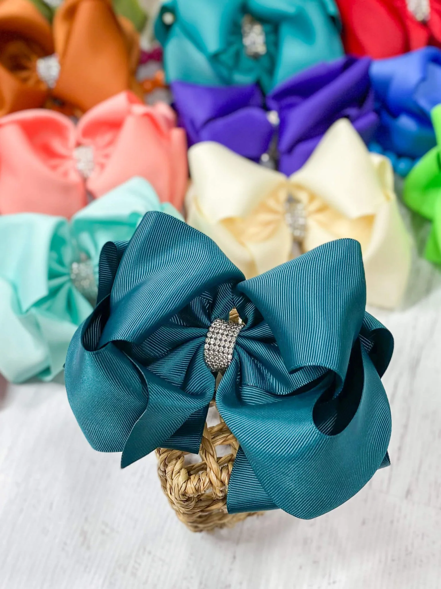 5.5" Oversize Rhinestone Center Knot Hair Bow | Alligator or French Clip - Image 27