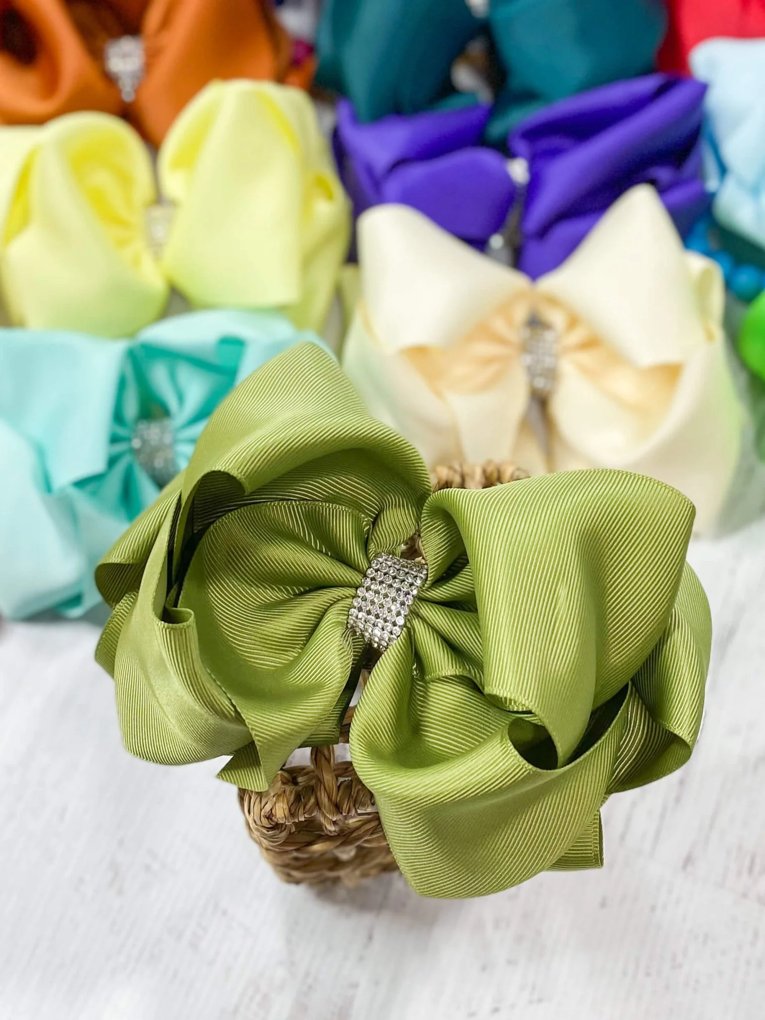 5.5" Oversize Rhinestone Center Knot Hair Bow | Alligator or French Clip - Image 29