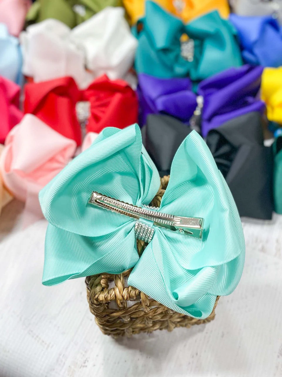 5.5" Oversize Rhinestone Center Knot Hair Bow | Alligator or French Clip - Image 3