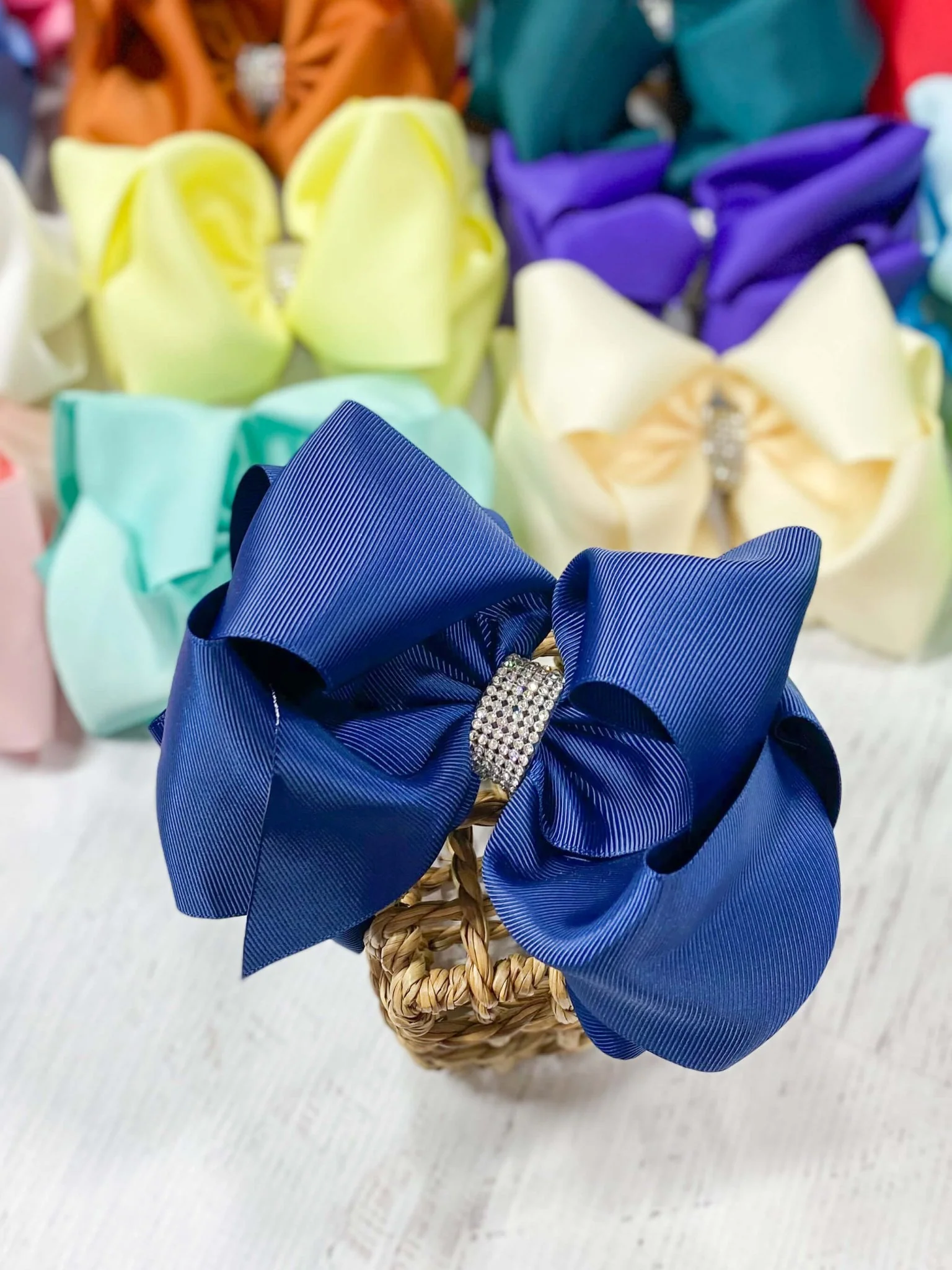 5.5" Oversize Rhinestone Center Knot Hair Bow | Alligator or French Clip - Image 30