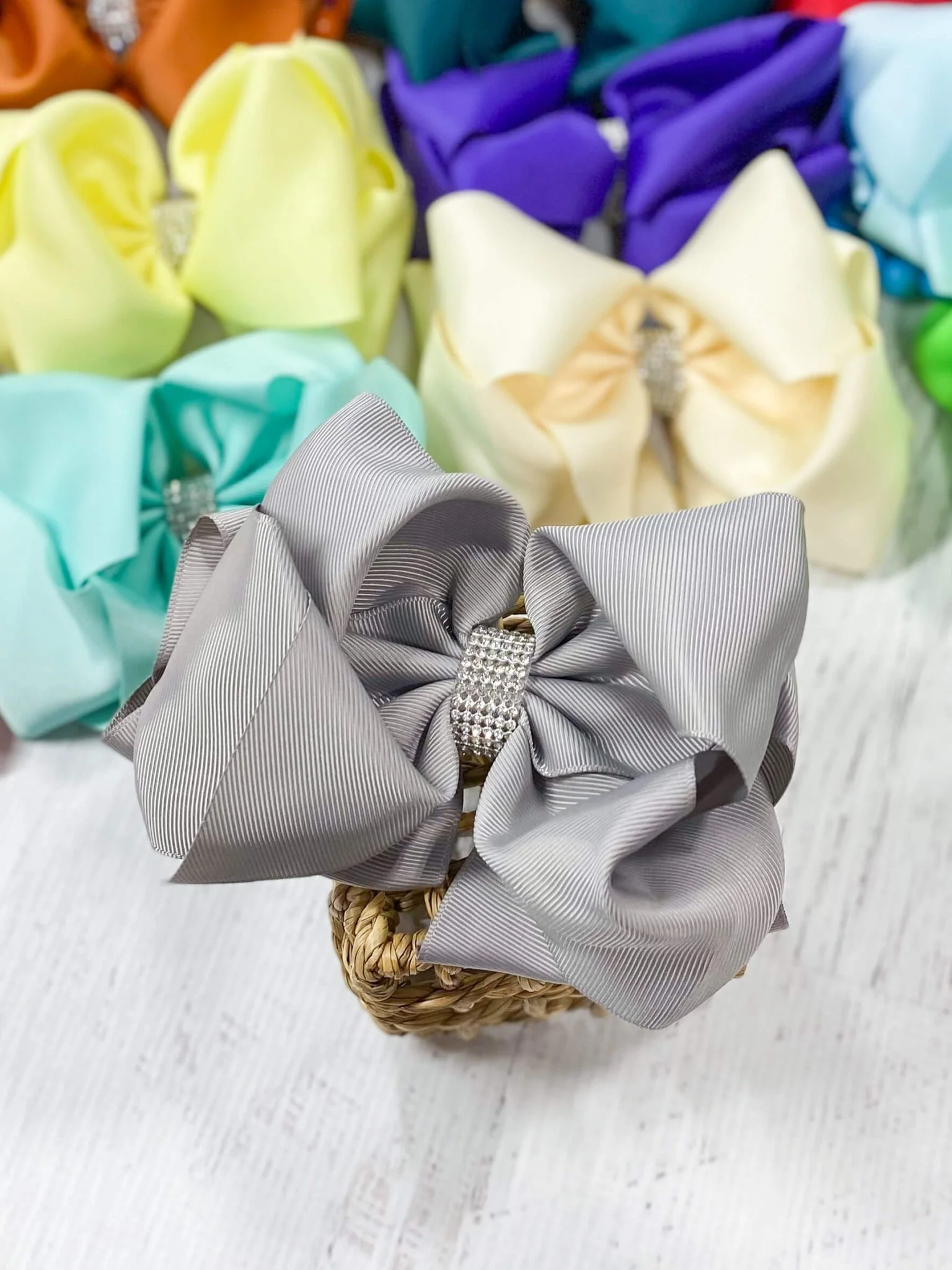 5.5" Oversize Rhinestone Center Knot Hair Bow | Alligator or French Clip - Image 31