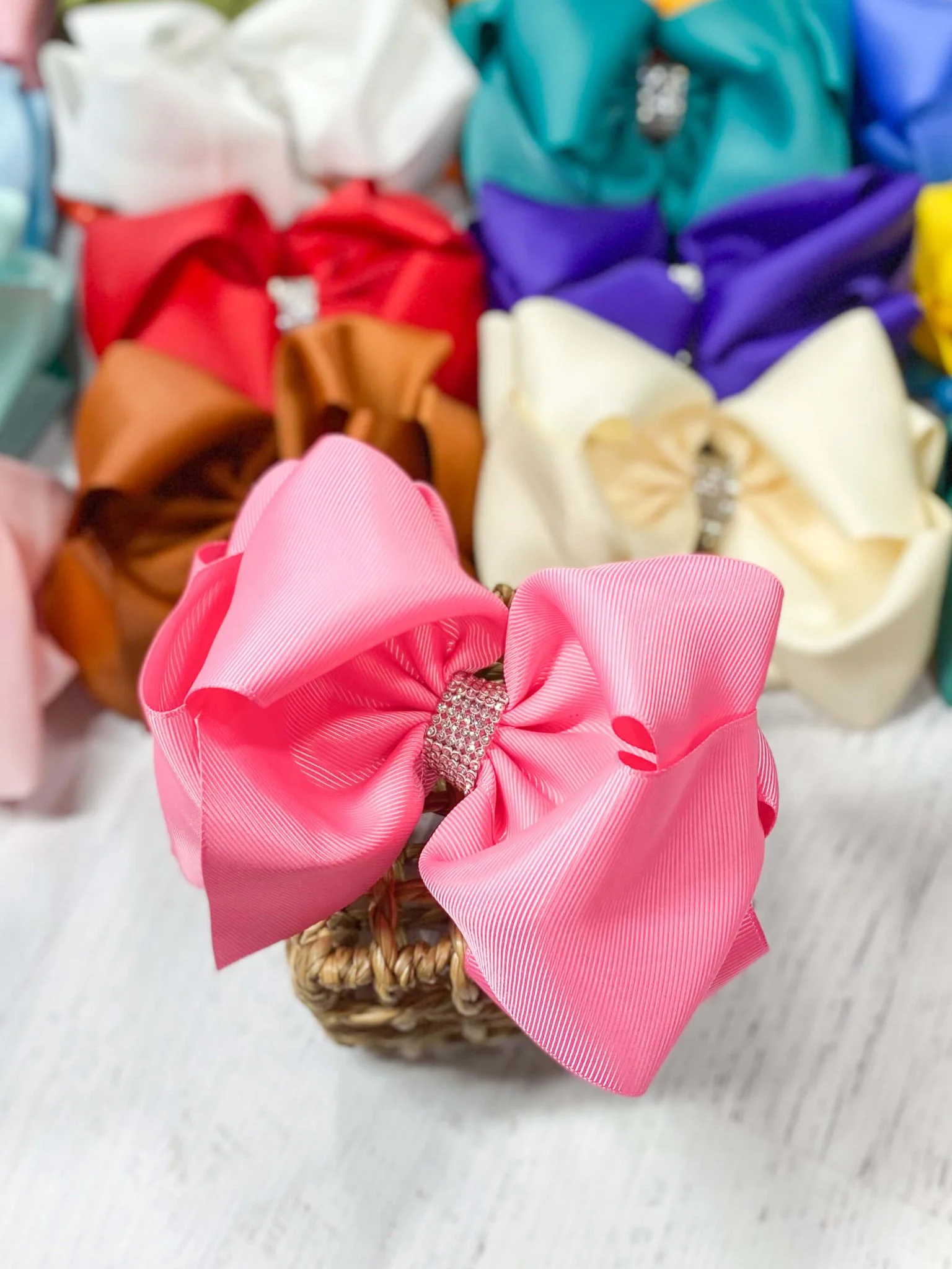 5.5" Oversize Rhinestone Center Knot Hair Bow | Alligator or French Clip - Image 34