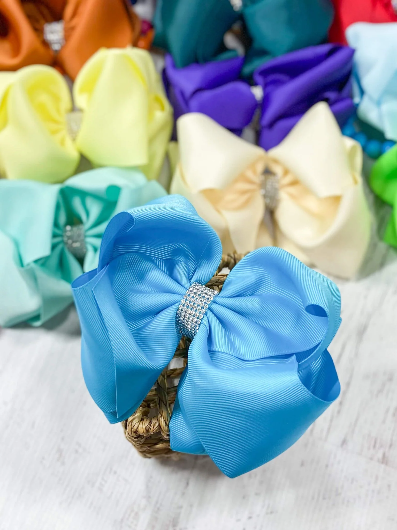 5.5" Oversize Rhinestone Center Knot Hair Bow | Alligator or French Clip - Image 37