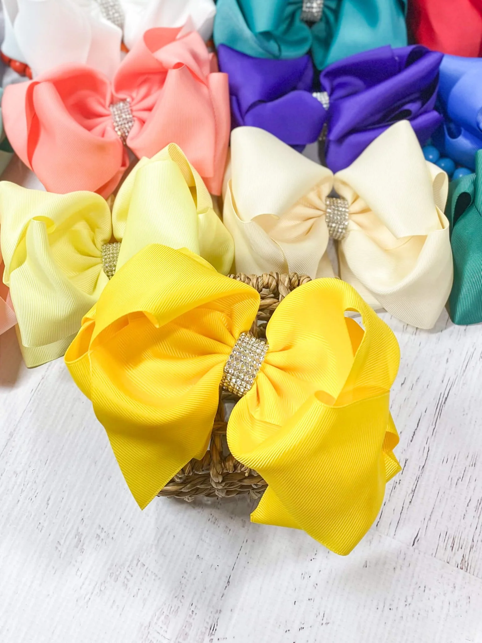 5.5" Oversize Rhinestone Center Knot Hair Bow | Alligator or French Clip - Image 38