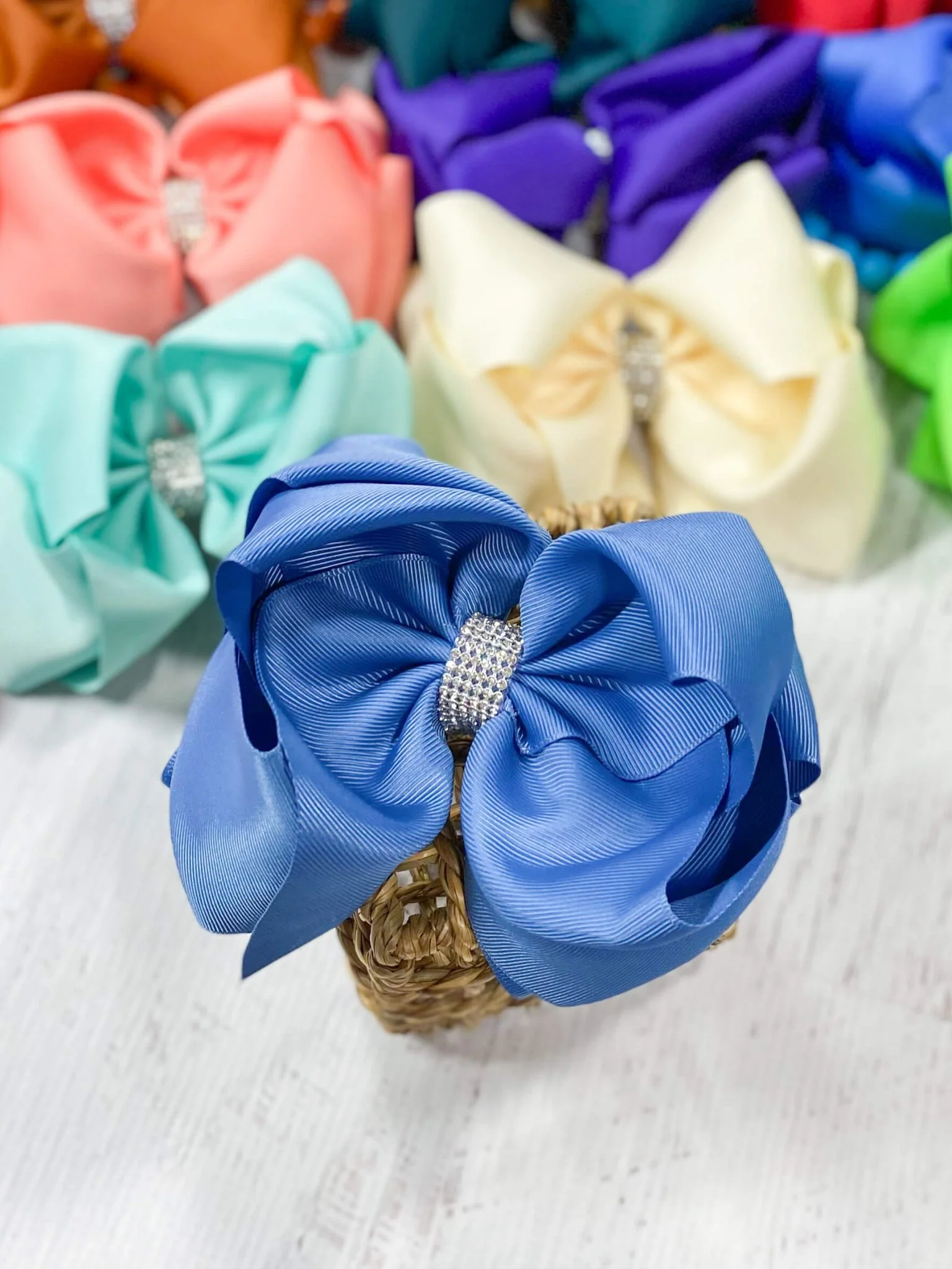 5.5" Oversize Rhinestone Center Knot Hair Bow | Alligator or French Clip - Image 40
