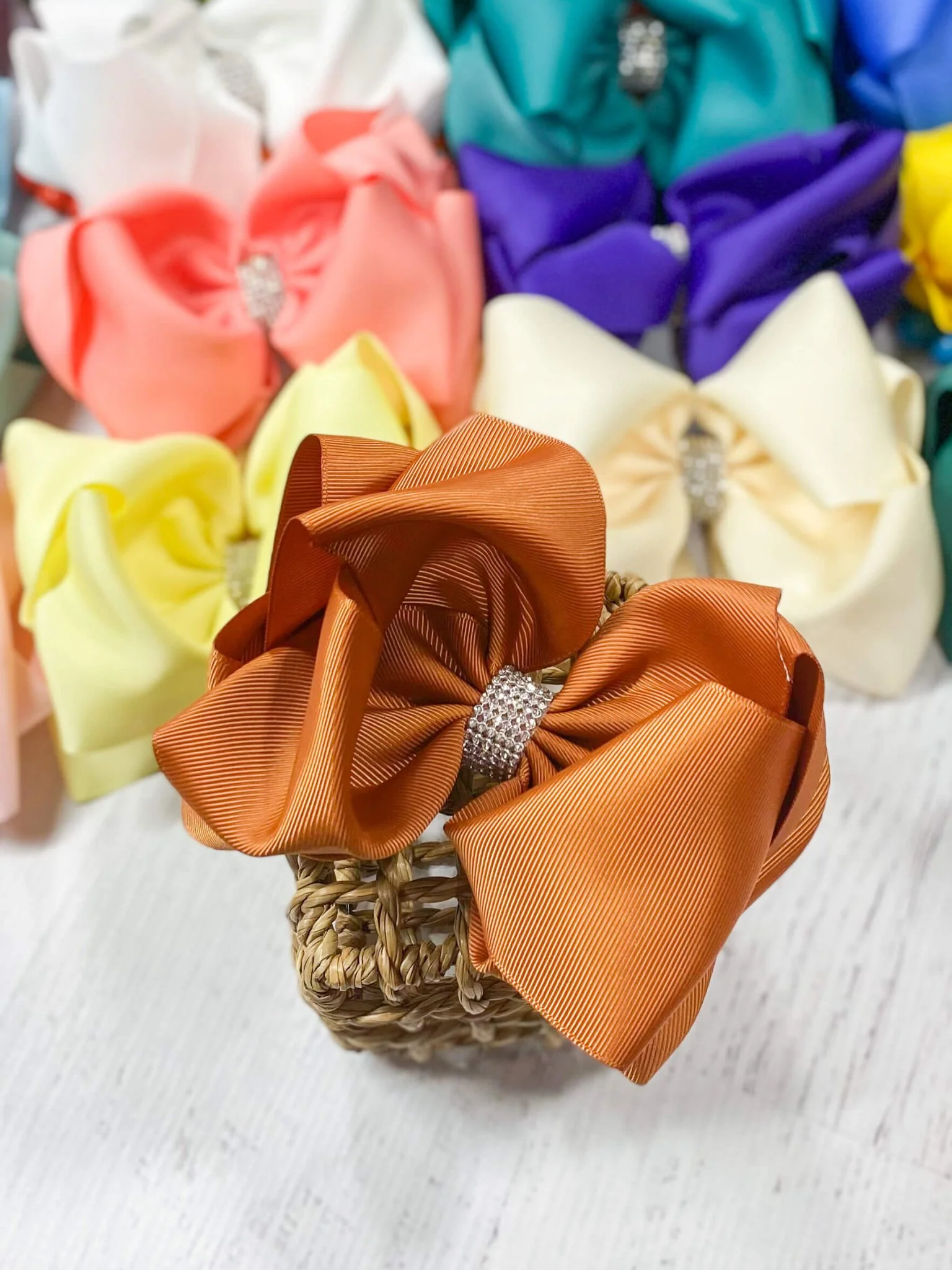 5.5" Oversize Rhinestone Center Knot Hair Bow | Alligator or French Clip - Image 41