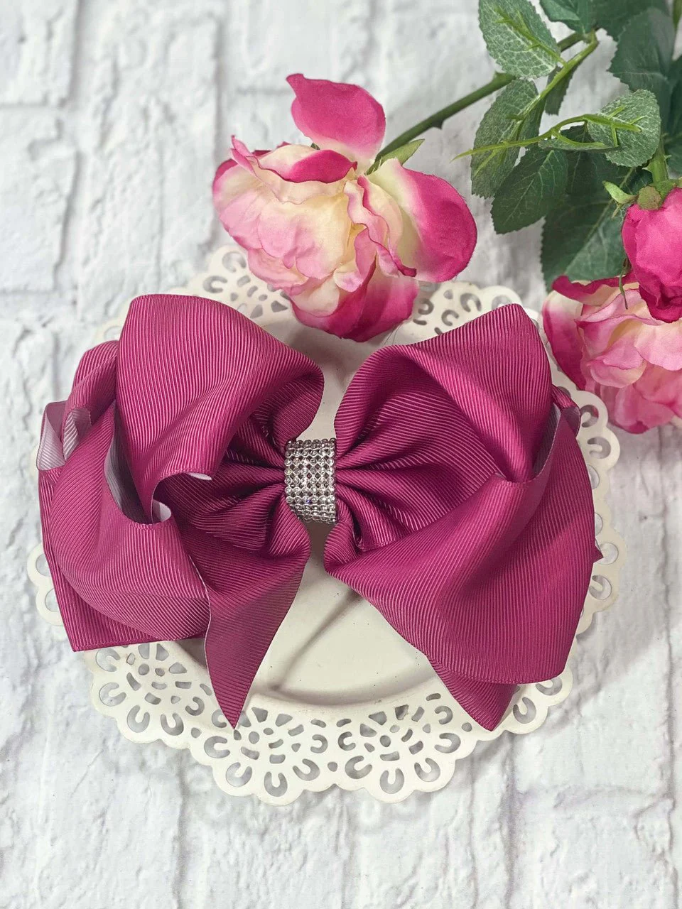 5.5" Oversize Rhinestone Center Knot Hair Bow | Alligator or French Clip - Image 50