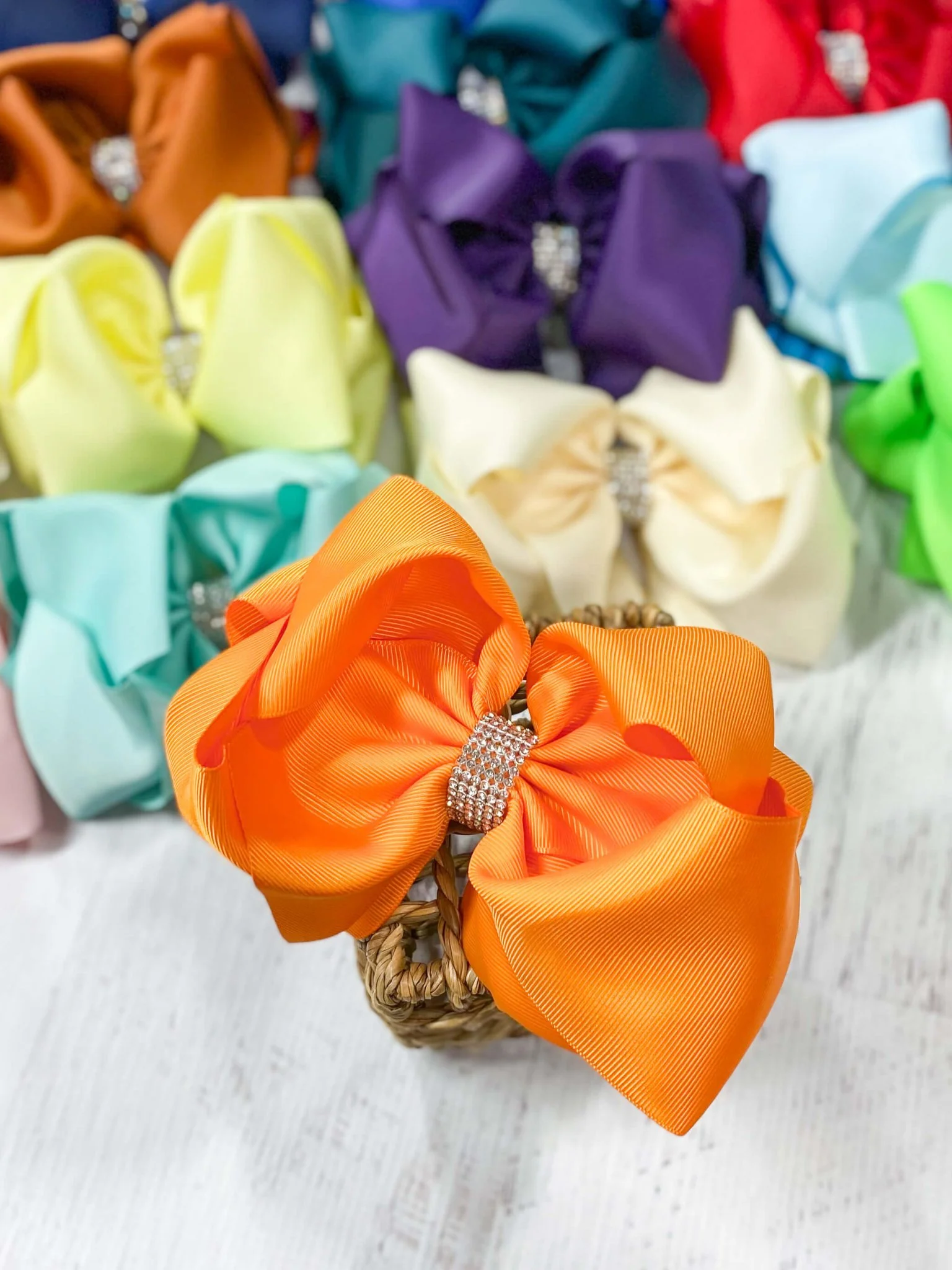 5.5" Oversize Rhinestone Center Knot Hair Bow | Alligator or French Clip - Image 63