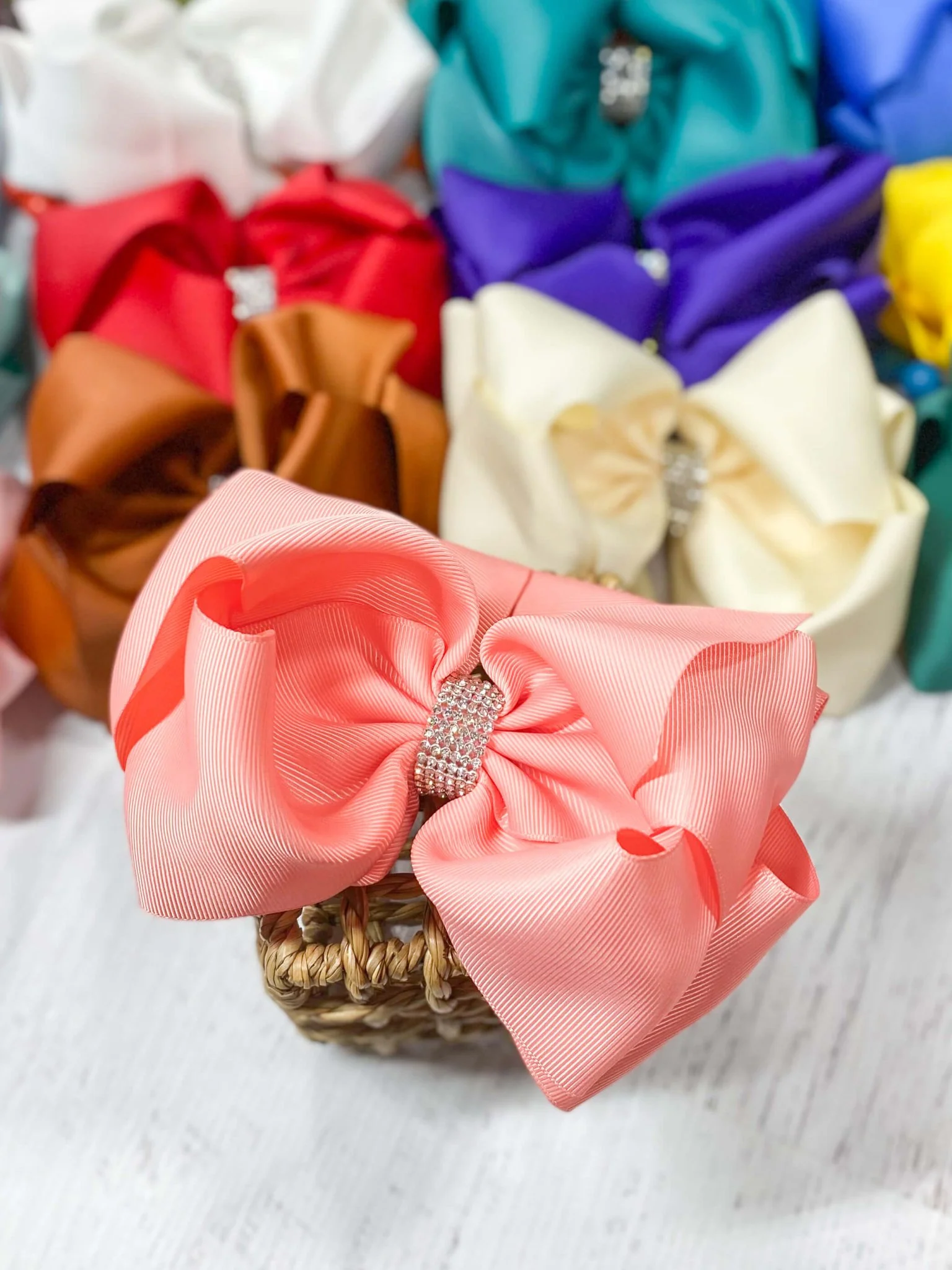 5.5" Oversize Rhinestone Center Knot Hair Bow | Alligator or French Clip - Image 65