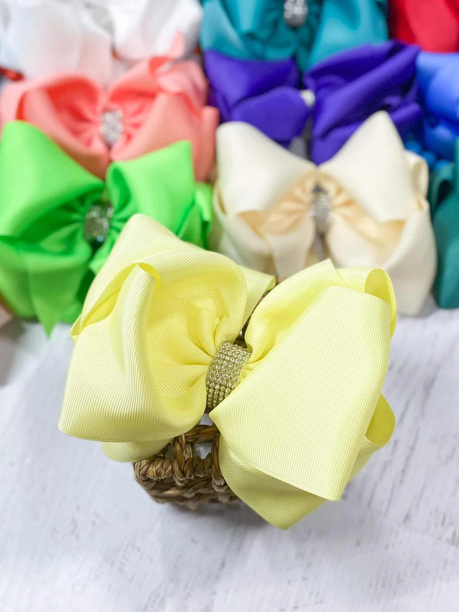 5.5" Oversize Rhinestone Center Knot Hair Bow | Alligator or French Clip - Image 66