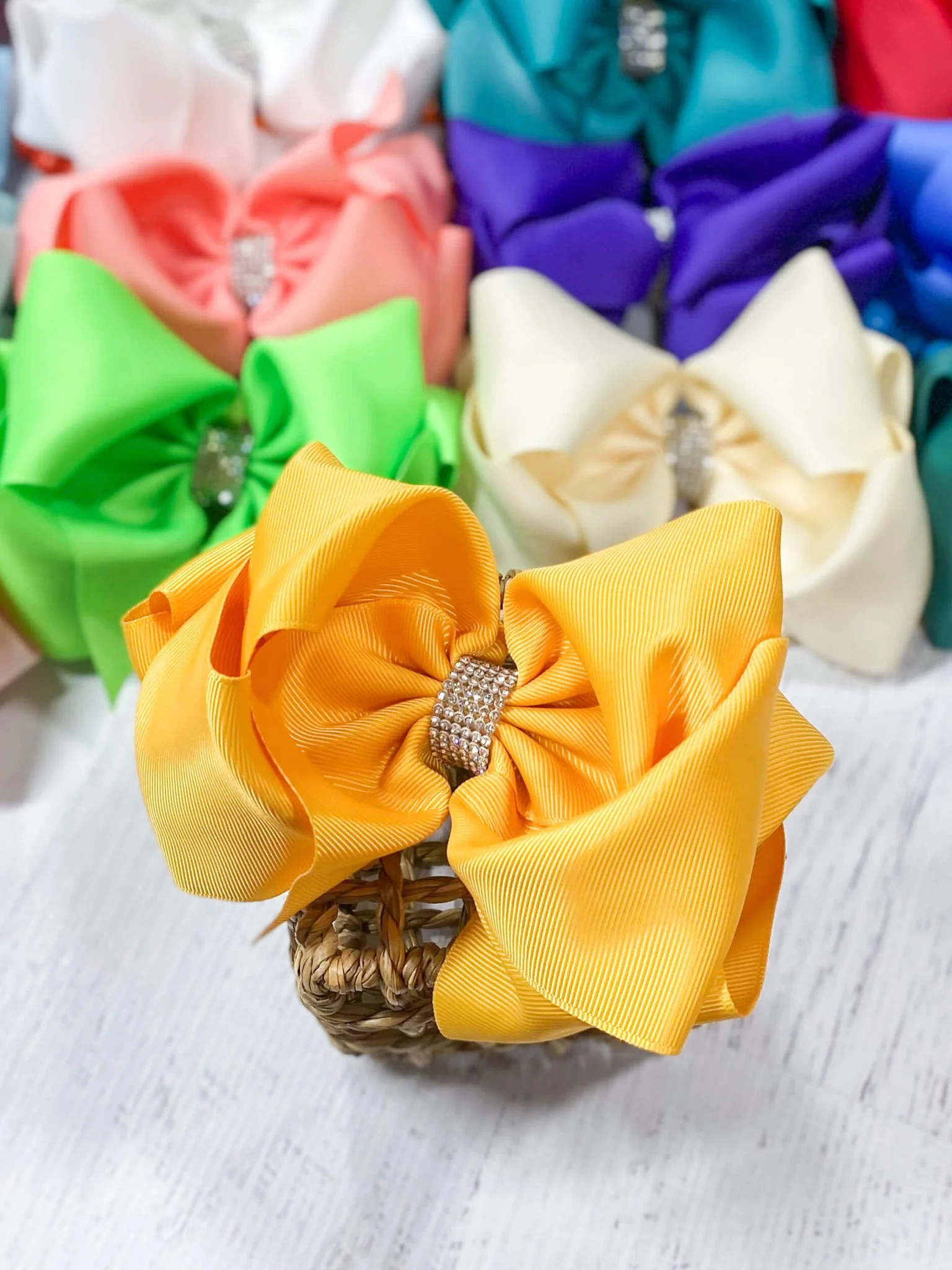 5.5" Oversize Rhinestone Center Knot Hair Bow | Alligator or French Clip - Image 67