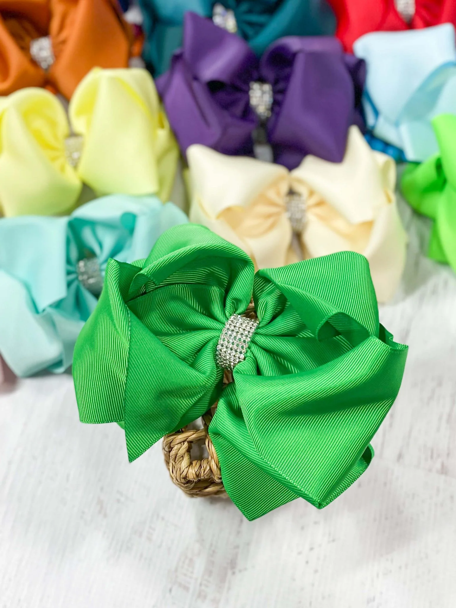 5.5" Oversize Rhinestone Center Knot Hair Bow | Alligator or French Clip - Image 68