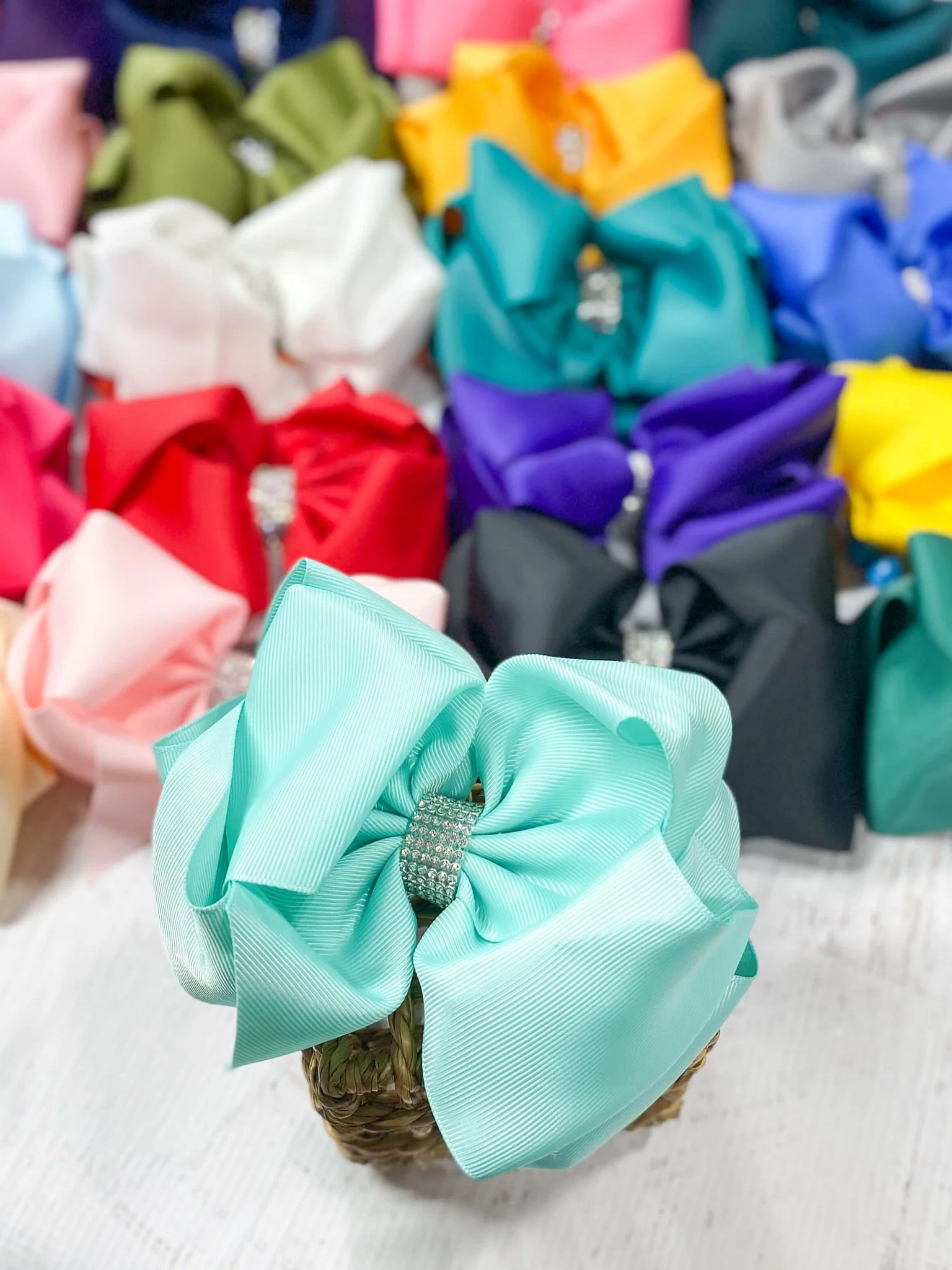 5.5" Oversize Rhinestone Center Knot Hair Bow | Alligator or French Clip - Image 69