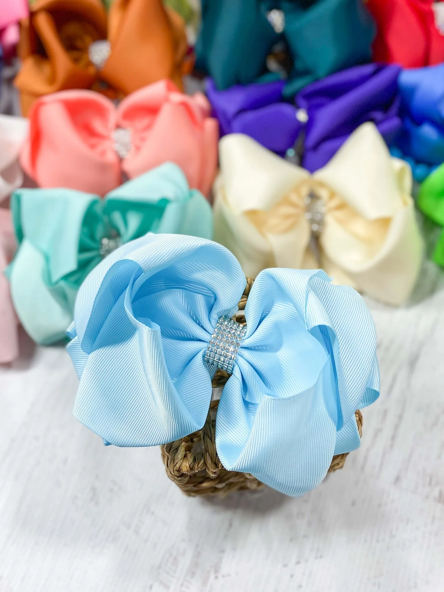 5.5" Oversize Rhinestone Center Knot Hair Bow | Alligator or French Clip - Image 70